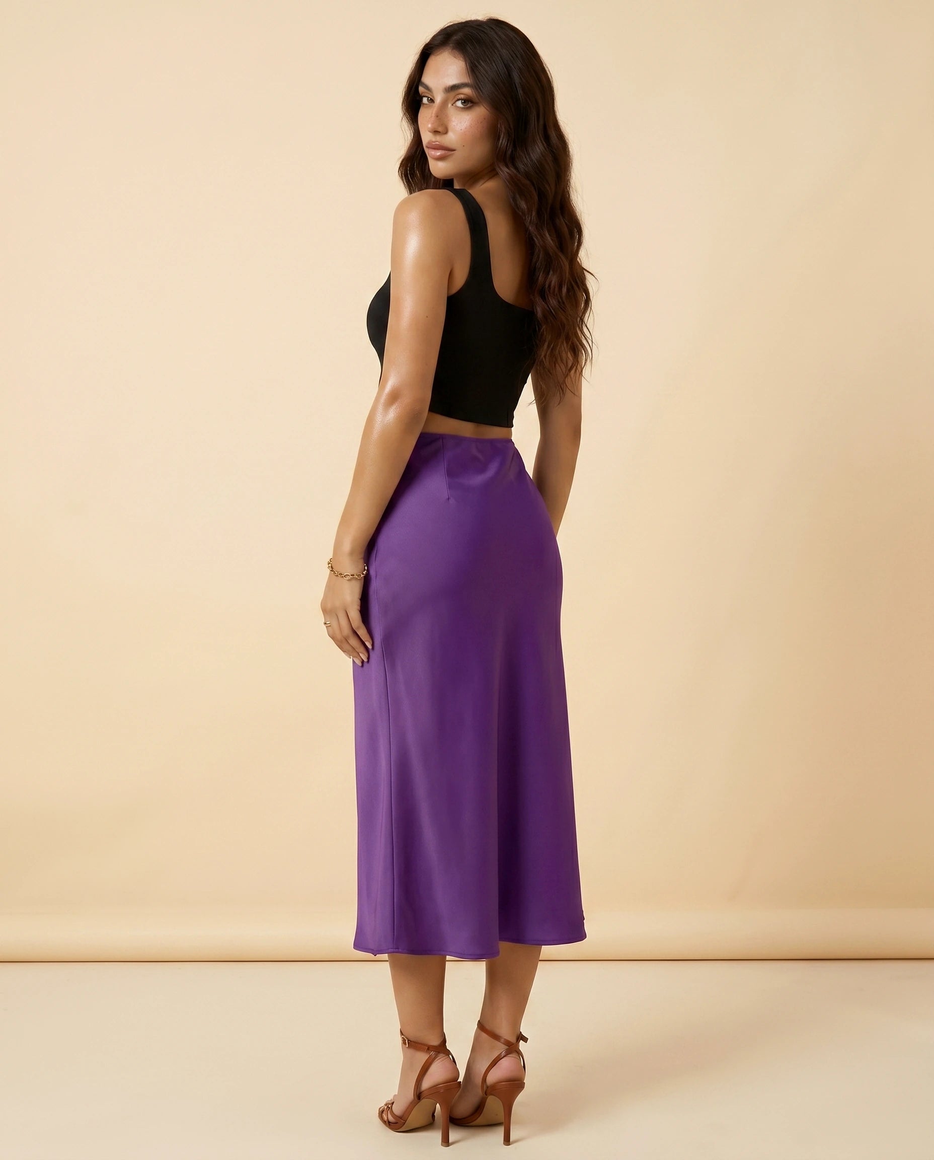 Amethyst Midi Skirt back | SKU: AMS-63984-purple-L-S2,AMS-63984-purple-M-S2,AMS-63984-purple-S-S2,AMS-63984-purple-XL-S2,AMS-63984-purple-XS-S2