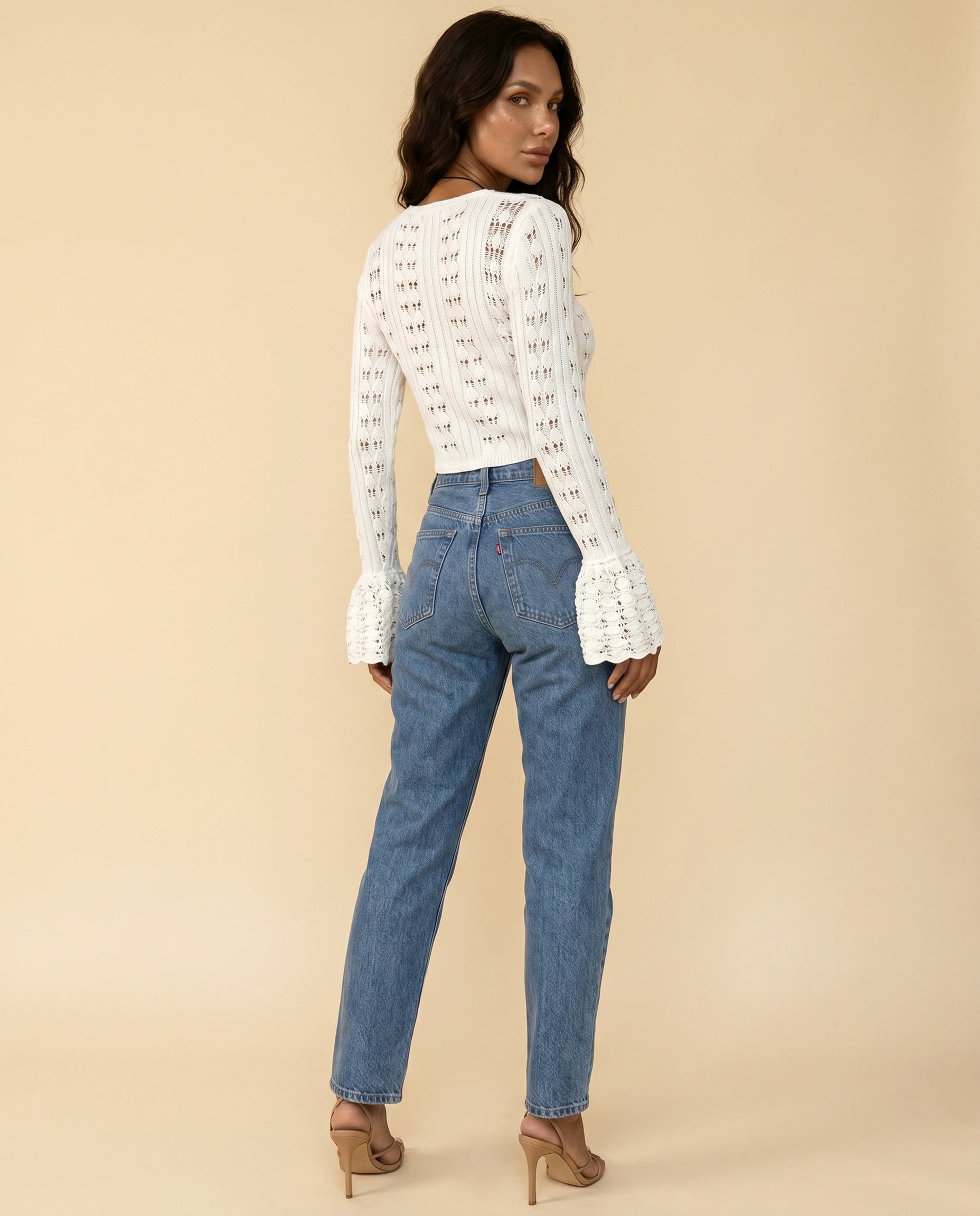 Laceflare Cardigan back | SKU: LC-58239-WHT-L-S2,LC-58239-WHT-M-S2,LC-58239-WHT-S-S2,LC-58239-WHT-XL-S2,LC-58239-WHT-XS-S2