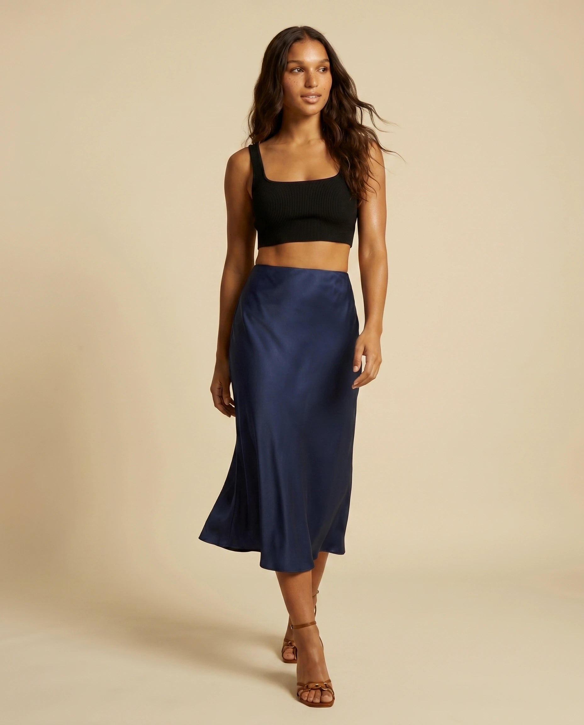 Astra Midi Skirt lifestyle | SKU: AMS-95241-navy-L-S2,AMS-95241-navy-M-S2,AMS-95241-navy-S-S2,AMS-95241-navy-XL-S2,AMS-95241-navy-XS-S2
