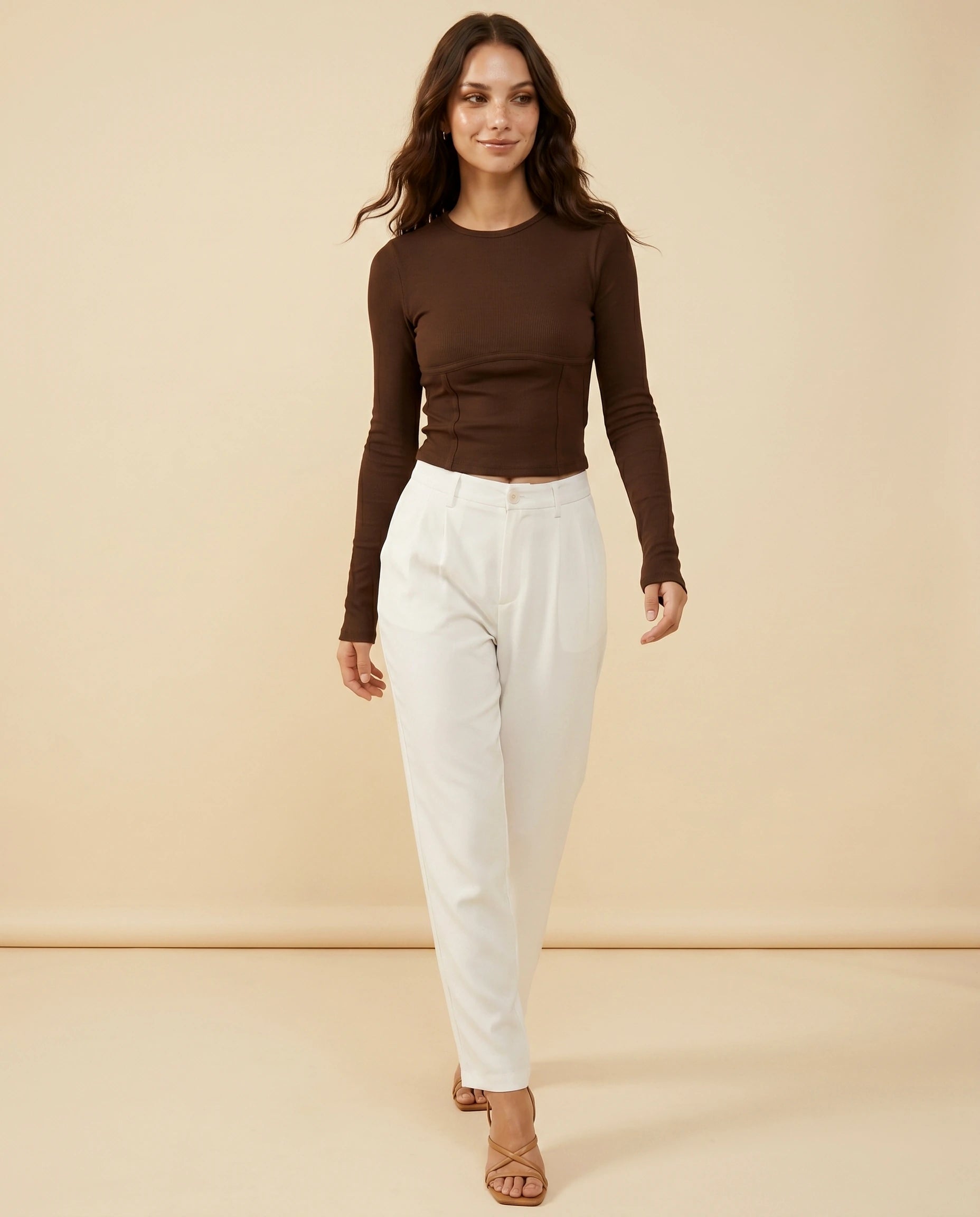 Cocoa Corset Top lifestyle | SKU: CCT-41872-brown-L-S2,CCT-41872-brown-M-S2,CCT-41872-brown-S-S2,CCT-41872-brown-XL-S2,CCT-41872-brown-XS-S2