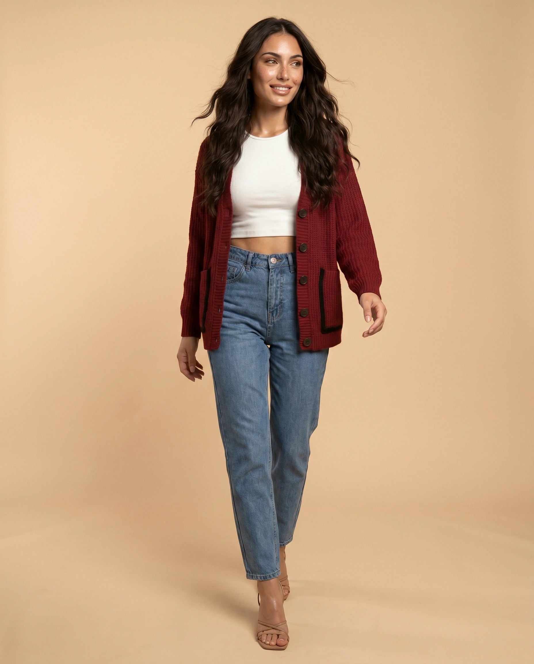 Merano Cardigan lifestyle | SKU: MC-31482-Red-L-S2,MC-31482-Red-M-S2,MC-31482-Red-S-S2,MC-31482-Red-XL-S2,MC-31482-Red-XS-S2