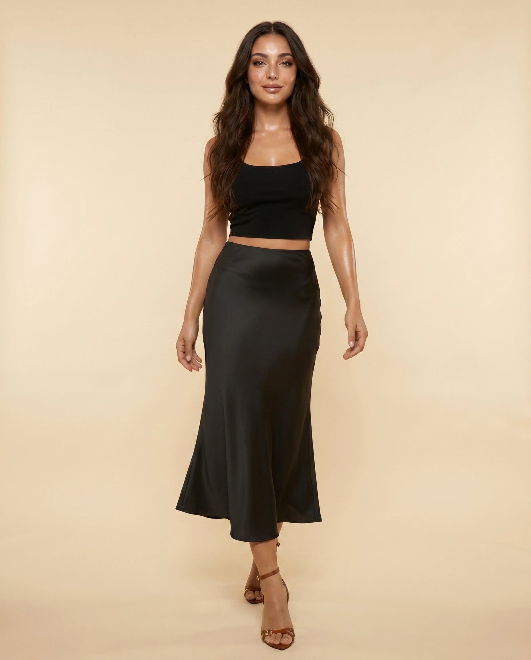 Noirelle Midi Skirt lifestyle | SKU: NMS-78134-black-L-S2,NMS-78134-black-M-S2,NMS-78134-black-S-S2,NMS-78134-black-XL-S2,NMS-78134-black-XS-S2