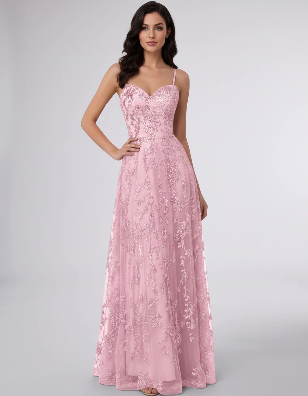 Adriana Maxi Dress — Pink | SKU: SD-11659-pink-2,SD-11659-pink-4,SD-11659-pink-6,SD-11659-pink-8,SD-11659-pink-10,SD-11659-pink-12,SD-11659-pink-14,SD-11659-pink-16,SD-11659-pink-16W,SD-11659-pink-18W,SD-11659-pink-20W,SD-11659-pink-22W