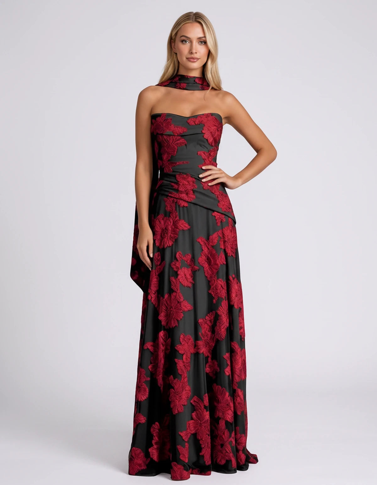 Alcyone Maxi Dress — Black Red | SKU: SD-14622-blackred-2,SD-14622-blackred-4,SD-14622-blackred-6,SD-14622-blackred-8,SD-14622-blackred-10,SD-14622-blackred-12,SD-14622-blackred-14,SD-14622-blackred-16,SD-14622-blackred-16W,SD-14622-blackred-18W,SD-14622-blackred-20W,SD-14622-blackred-22W