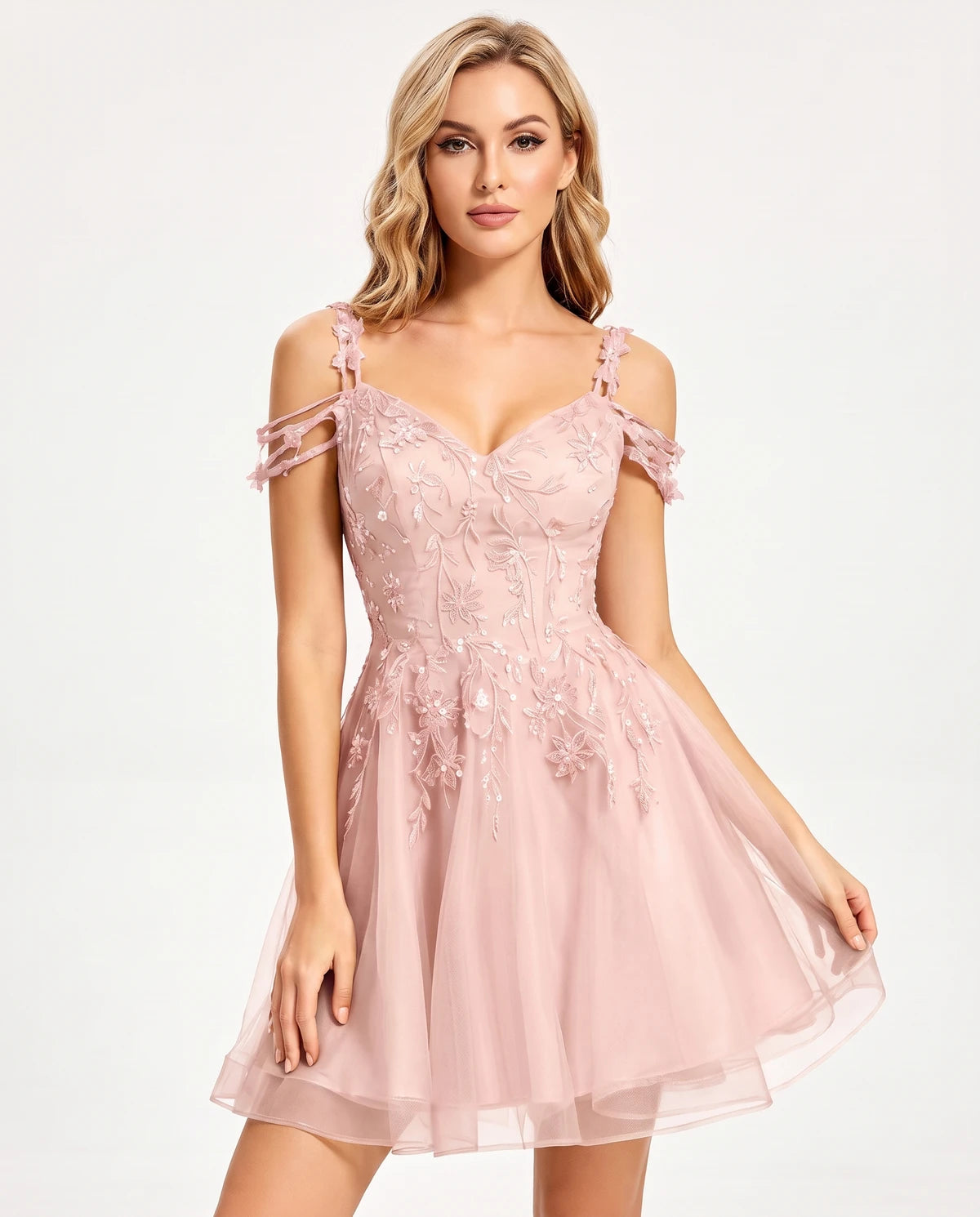 Alessia Mini Dress — Blush