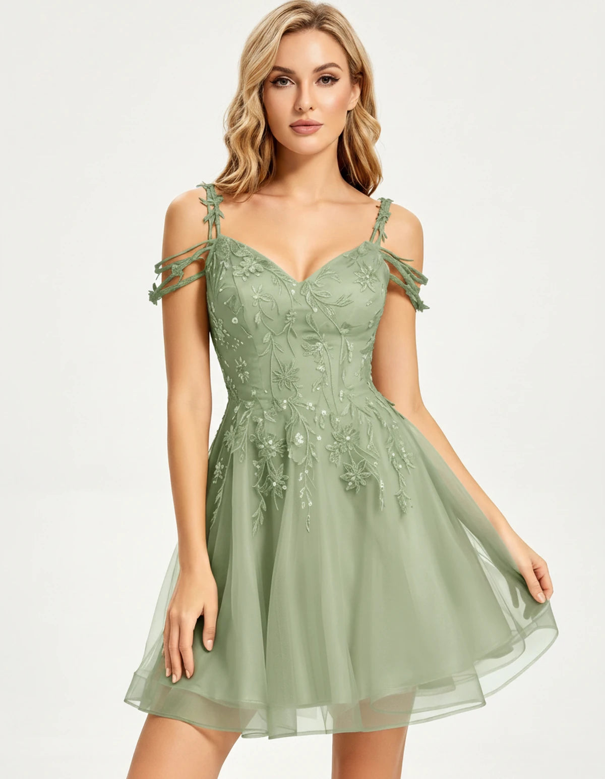 Alessia Mini Dress — Sage