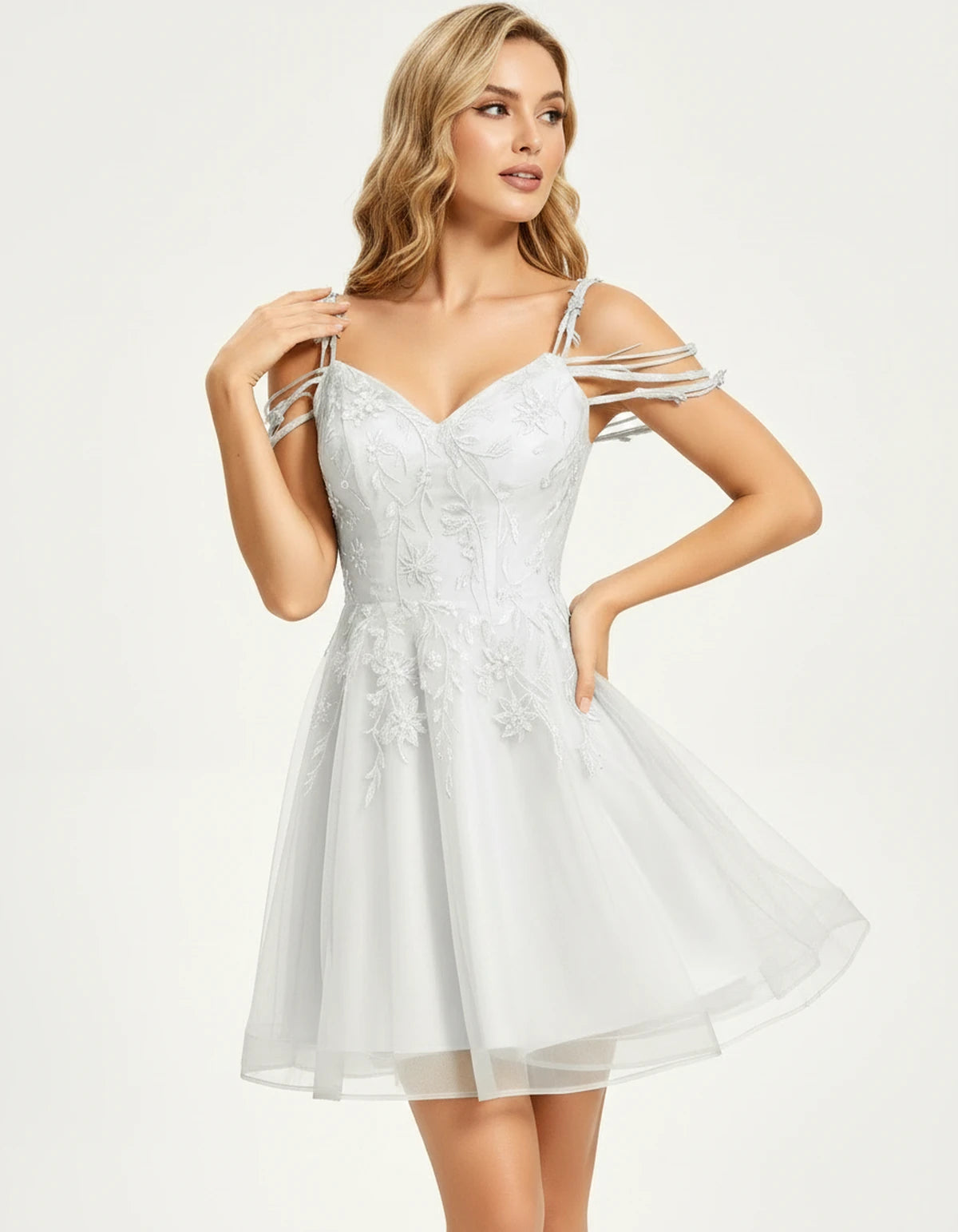Alessia Mini Dress — White | SKU: SD-31886-white-2,SD-31886-white-4,SD-31886-white-8,SD-31886-white-20 Plus,SD-31886-white-6,SD-31886-white-10,SD-31886-white-12,SD-31886-white-18 Plus,SD-31886-white-16,SD-31886-white-22 Plus,SD-31886-white-14,SD-31886-white-16 Plus