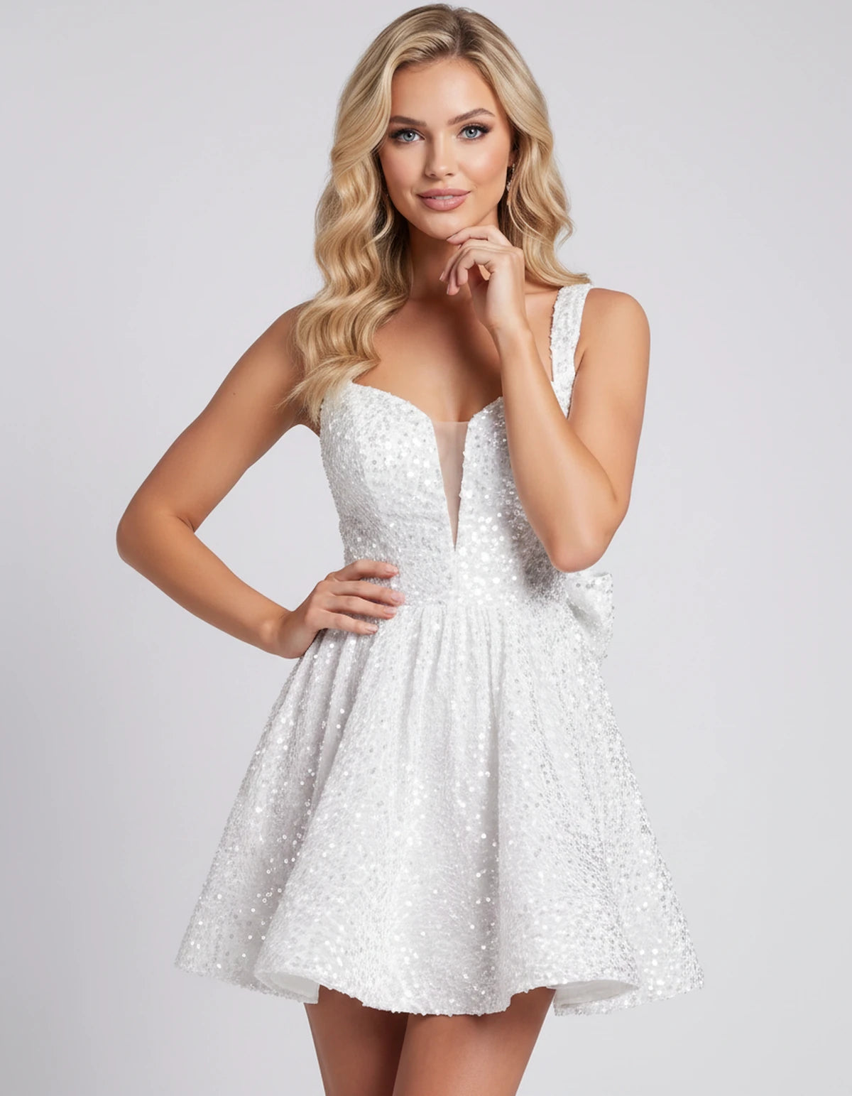 Allegra Mini Dress — White | SKU: SD-32768-white-2,SD-32768-white-4,SD-32768-white-6,SD-32768-white-8,SD-32768-white-10,SD-32768-white-12,SD-32768-white-14,SD-32768-white-16,SD-32768-white-16W,SD-32768-white-18W,SD-32768-white-20W,SD-32768-white-22W