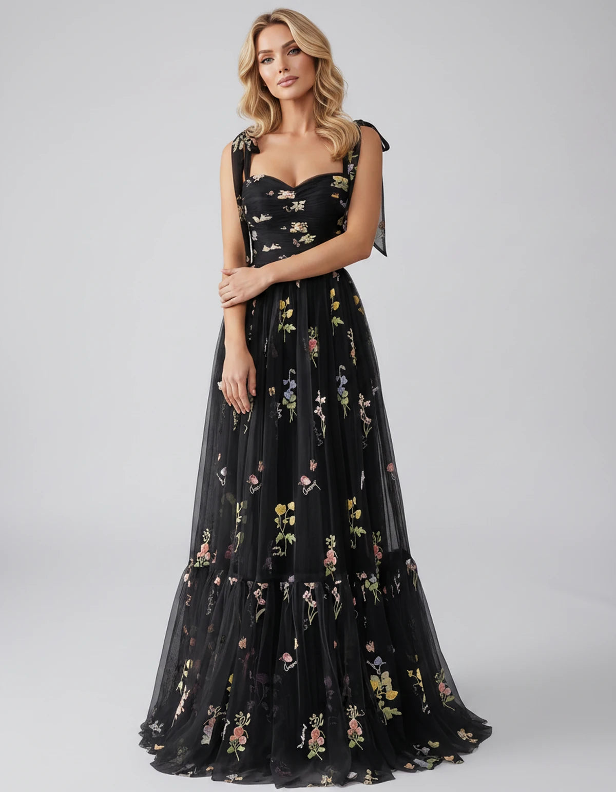 Almeria Maxi Dress — Black | SKU: SD-25158-black-2,SD-25158-black-4,SD-25158-black-6,SD-25158-black-8,SD-25158-black-10,SD-25158-black-12,SD-25158-black-14,SD-25158-black-16,SD-25158-black-16W,SD-25158-black-18W,SD-25158-black-20W,SD-25158-black-22W