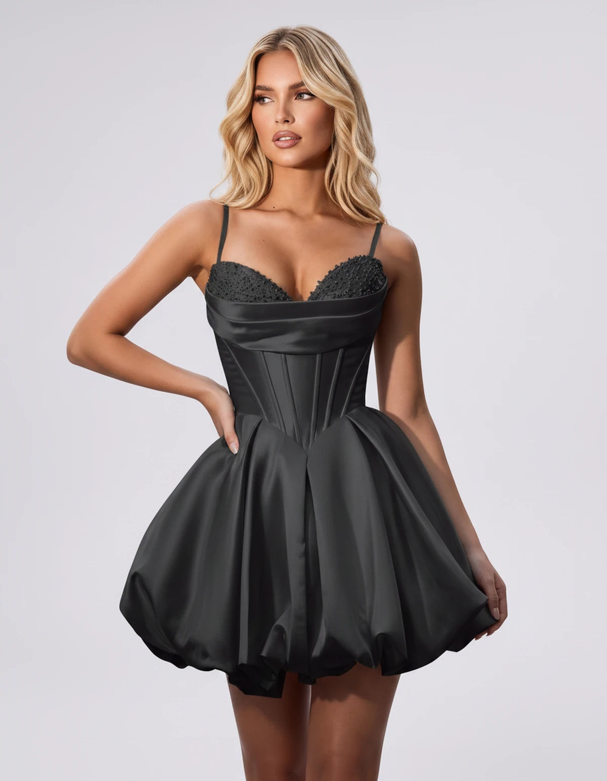 Althea Mini Dress — Black | SKU: SD-82973-black-2,SD-82973-black-4,SD-82973-black-6,SD-82973-black-8,SD-82973-black-10,SD-82973-black-12,SD-82973-black-14,SD-82973-black-16,SD-82973-black-16W,SD-82973-black-18W,SD-82973-black-20W,SD-82973-black-22W