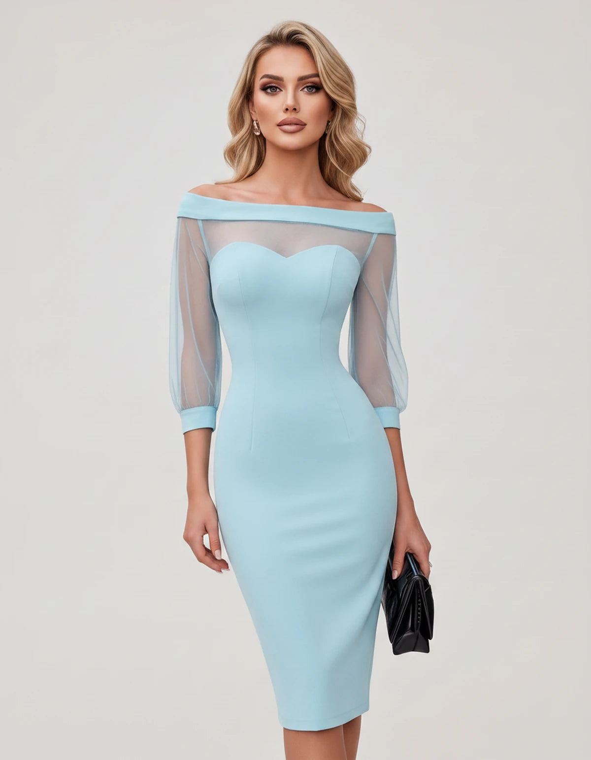 Amarante3 Midi Dresses — Sky Blue | SKU: SD-73959-skyblue-XS,SD-73959-skyblue-S,SD-73959-skyblue-M,SD-73959-skyblue-L,SD-73959-skyblue-XL,SD-73959-skyblue-2XL