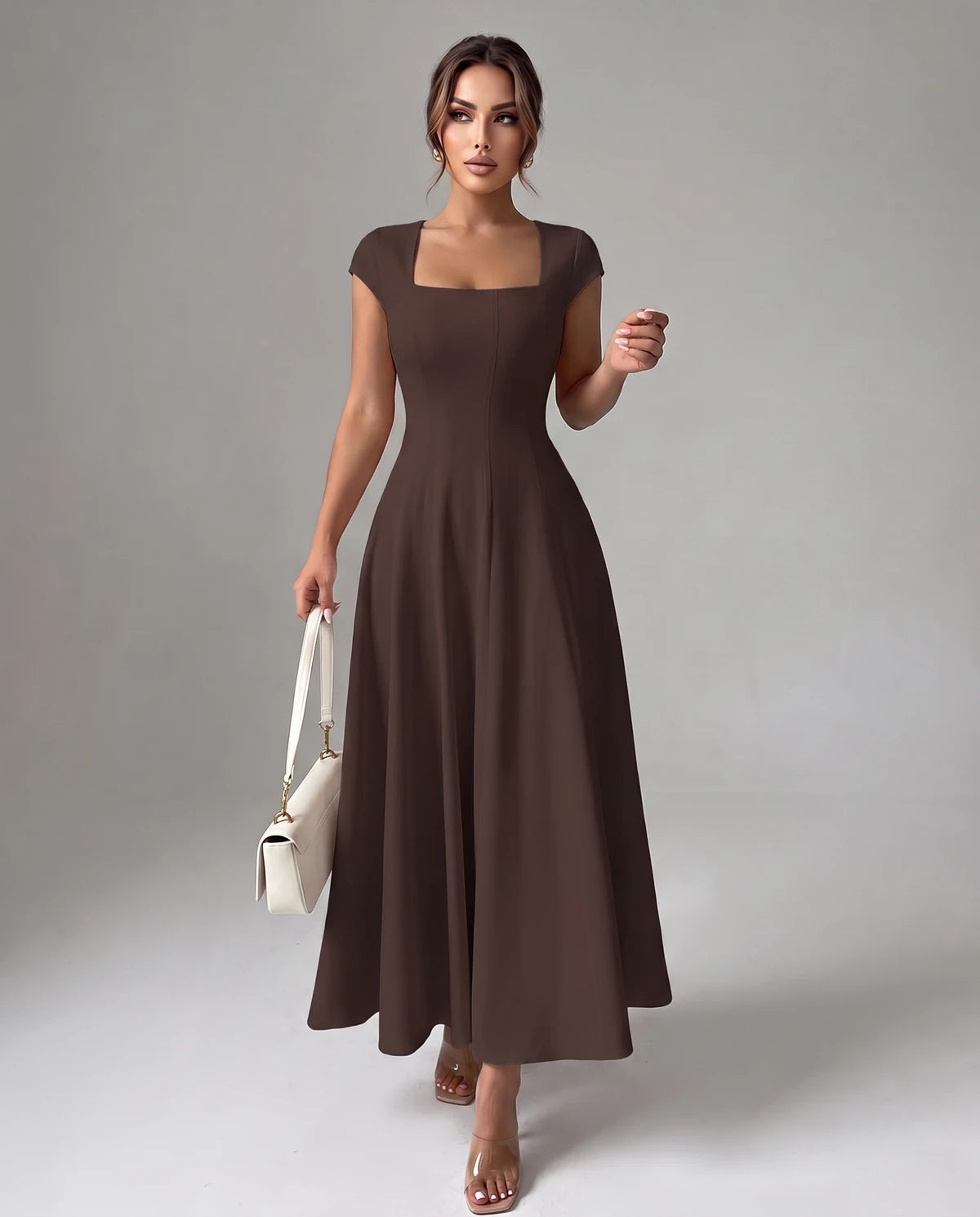Amarante7 Midi Dresses — Coffee