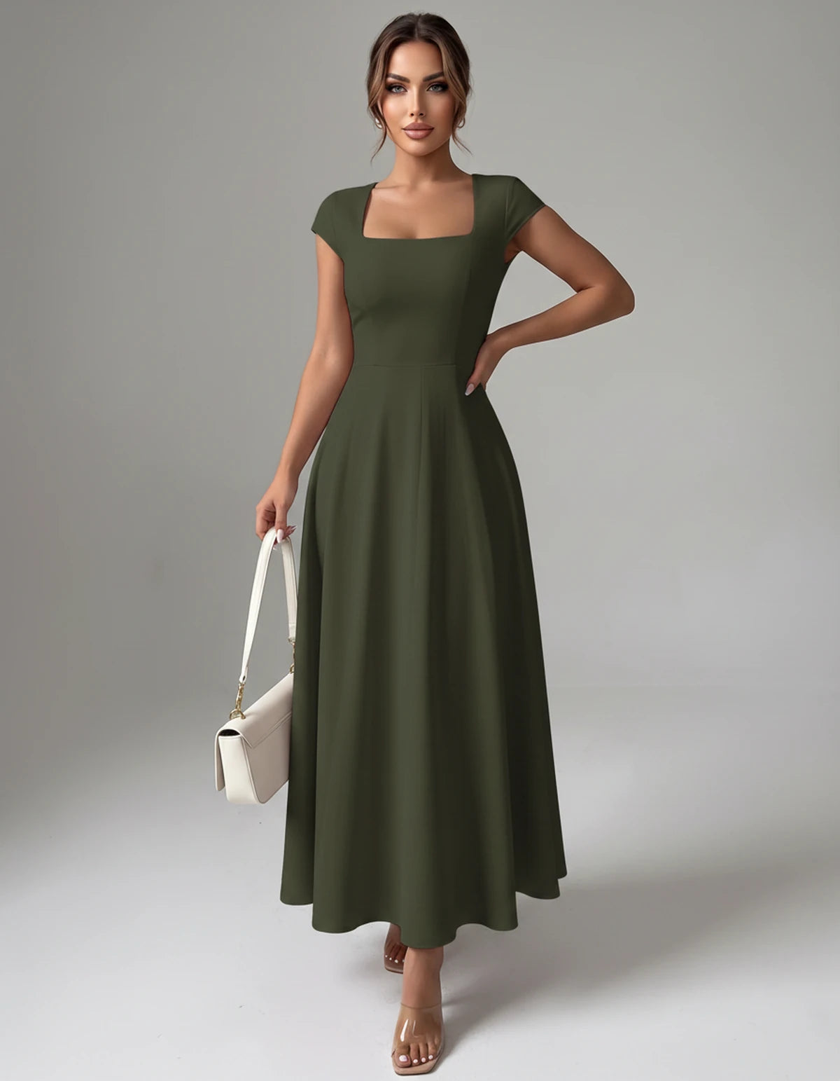 Amarante7 Midi Dresses — Green | SKU: SD-75774-green-XS,SD-75774-green-S,SD-75774-green-M,SD-75774-green-L,SD-75774-green-XL,SD-75774-green-2XL