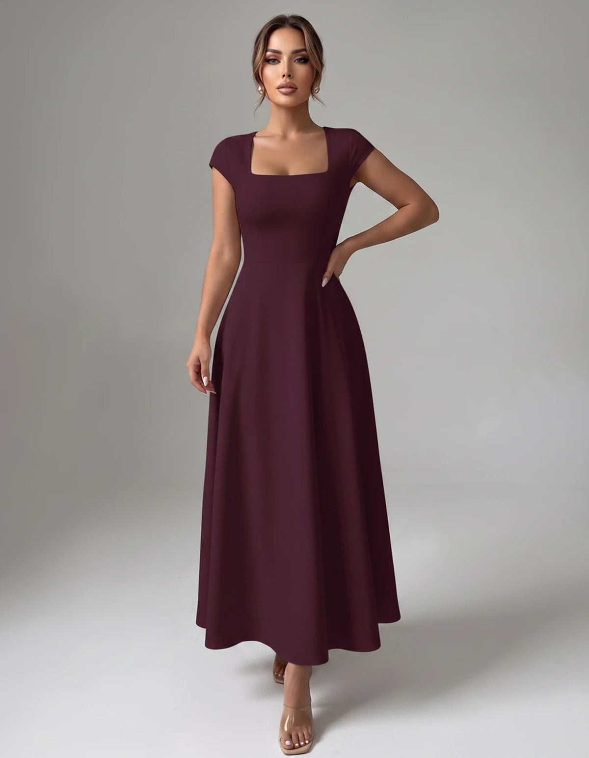 Amarante7 Midi Dresses — Purple | SKU: SD-75774-purple-XS,SD-75774-purple-S,SD-75774-purple-M,SD-75774-purple-L,SD-75774-purple-XL,SD-75774-purple-2XL