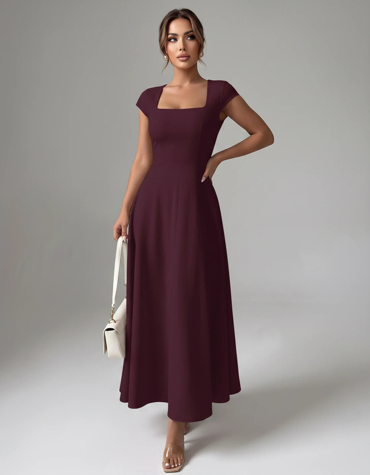 Amarante7 Midi Dresses — Purple | SKU: SD-75774-purple-XS,SD-75774-purple-S,SD-75774-purple-M,SD-75774-purple-L,SD-75774-purple-XL,SD-75774-purple-2XL