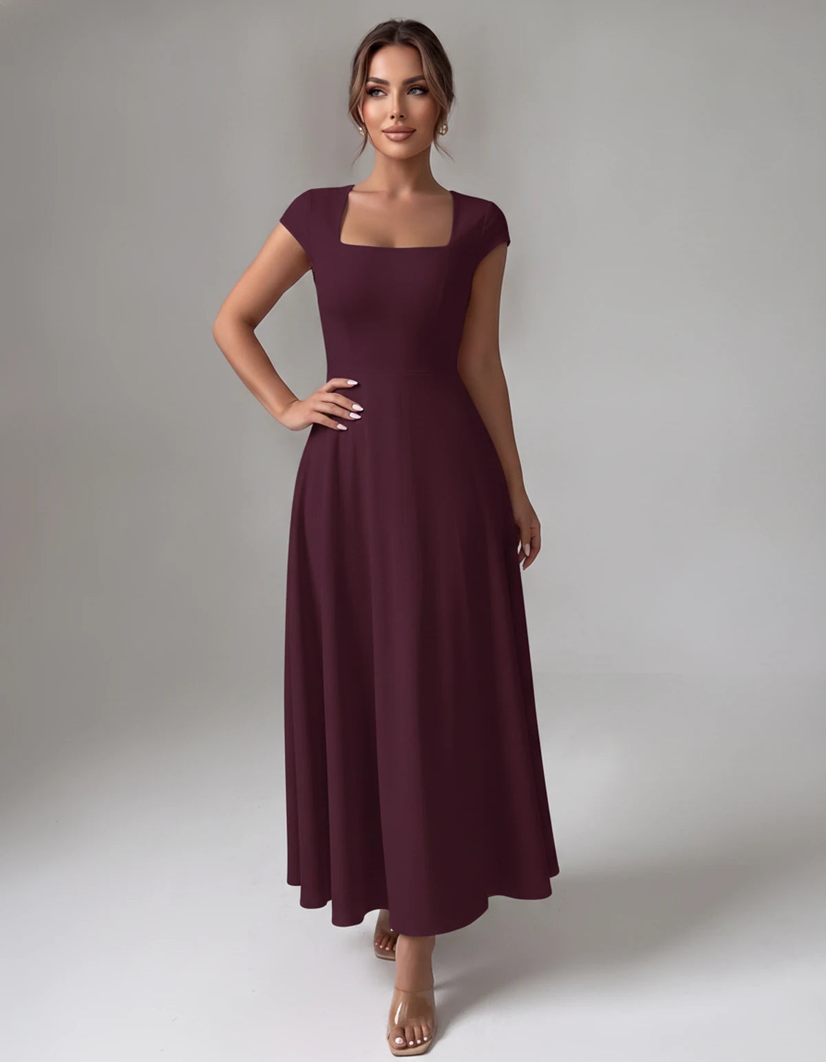 Amarante7 Midi Dresses — Purple | SKU: SD-75774-purple-XS,SD-75774-purple-S,SD-75774-purple-M,SD-75774-purple-L,SD-75774-purple-XL,SD-75774-purple-2XL