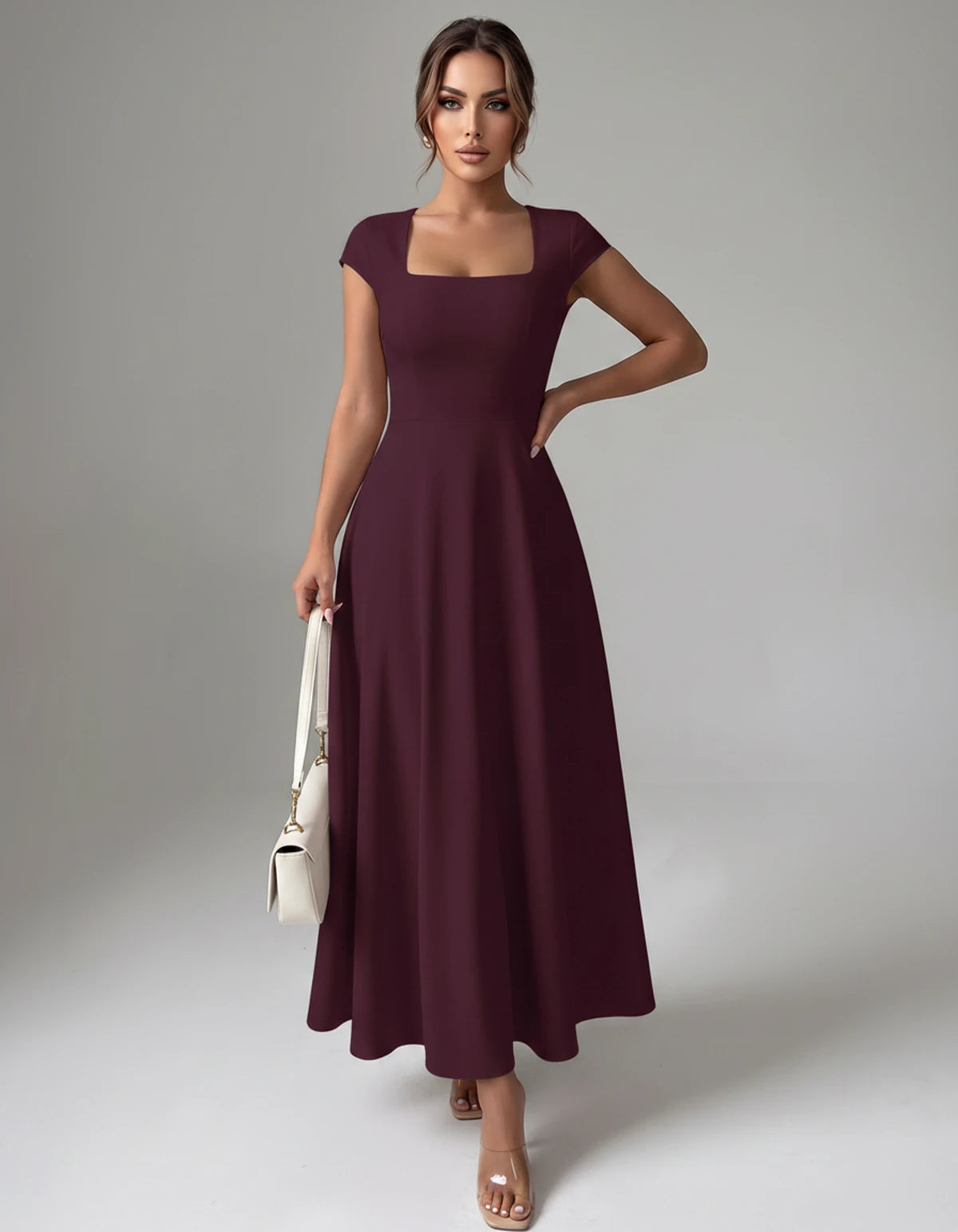 Amarante7 Midi Dresses — Purple | SKU: SD-75774-purple-XS,SD-75774-purple-S,SD-75774-purple-M,SD-75774-purple-L,SD-75774-purple-XL,SD-75774-purple-2XL