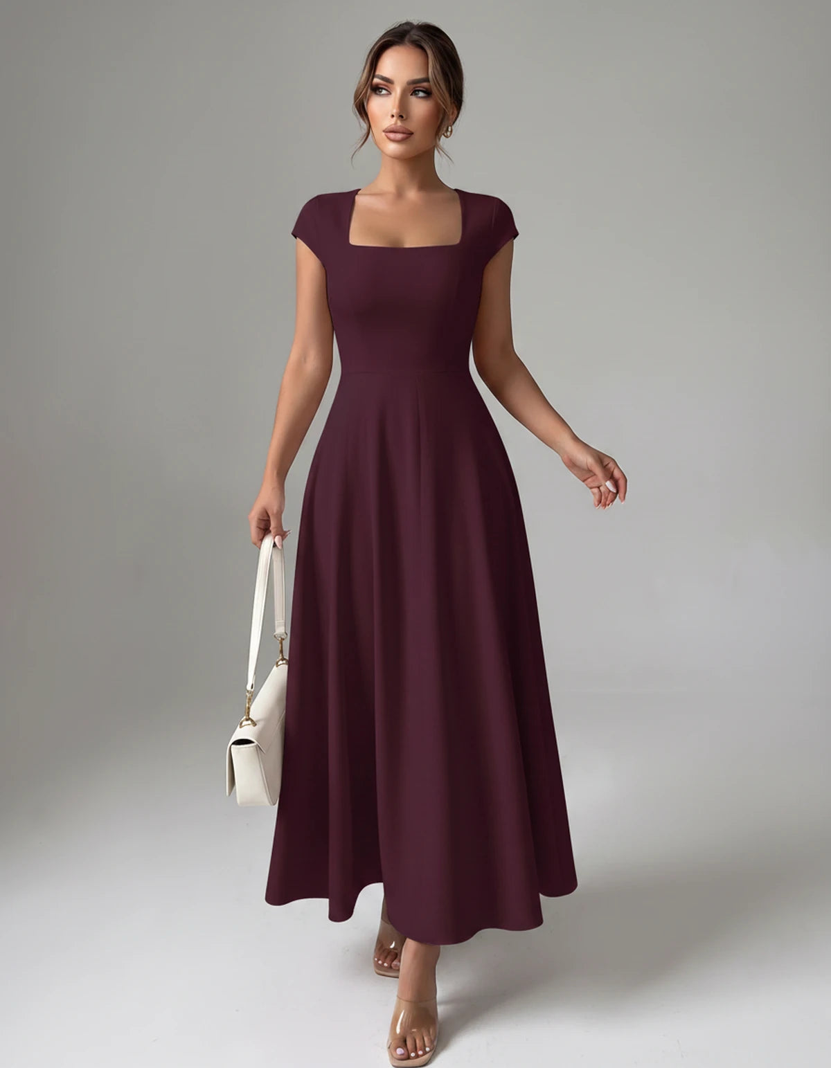 Amarante7 Midi Dresses — Purple | SKU: SD-75774-purple-XS,SD-75774-purple-S,SD-75774-purple-M,SD-75774-purple-L,SD-75774-purple-XL,SD-75774-purple-2XL