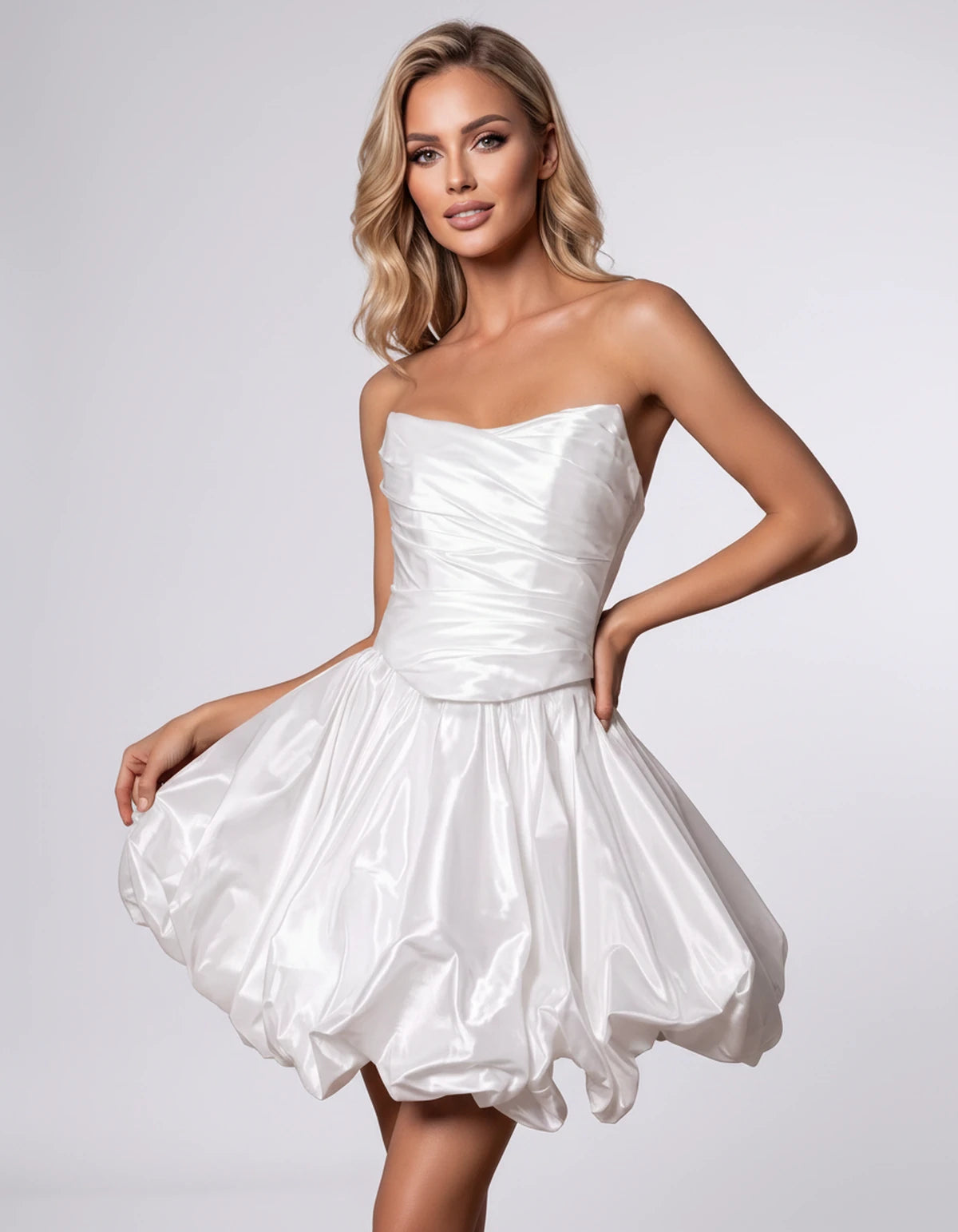 Amaranteika Mini Dress — White | SKU: SD-04419-white-XS,SD-04419-white-S,SD-04419-white-M,SD-04419-white-L,SD-04419-white-XL,SD-04419-white-2XL