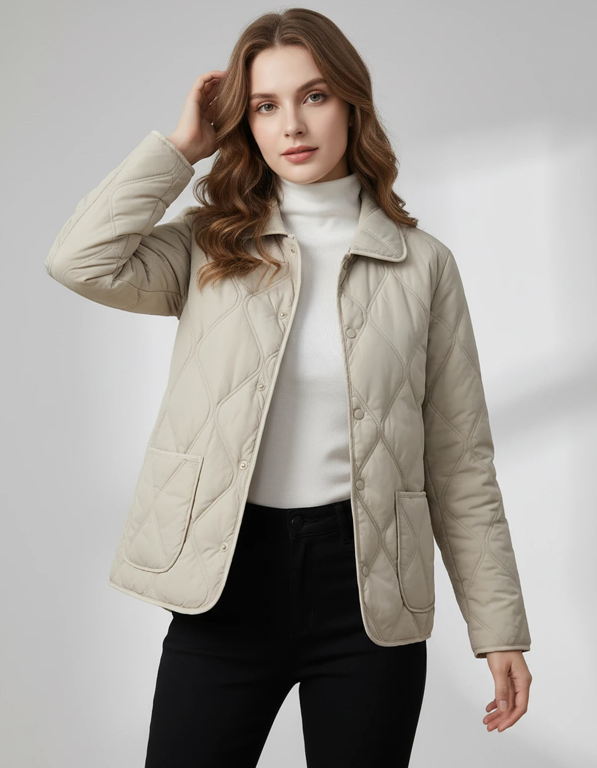 Amarantelle Coat — Khaki | SKU: SD-42149-khaki-XS,SD-42149-khaki-S,SD-42149-khaki-M,SD-42149-khaki-L,SD-42149-khaki-XL,SD-42149-khaki-2XL