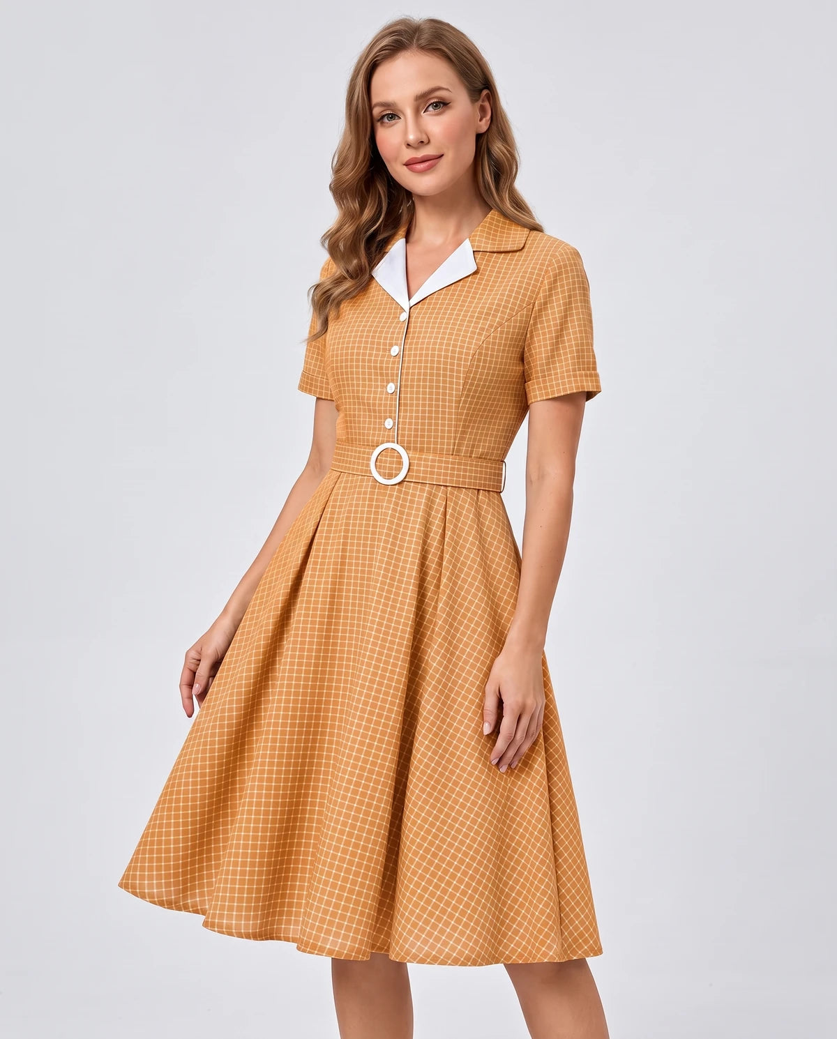 Amarantelle Midi Dresses — Orange | SKU: SD-53987-orange-XS,SD-53987-orange-S,SD-53987-orange-M,SD-53987-orange-L,SD-53987-orange-XL,SD-53987-orange-2XL