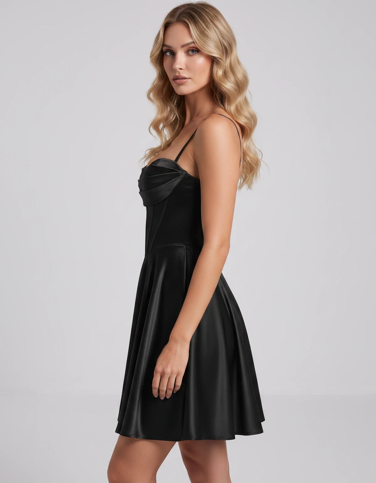 Ambrosia Mini Dress — Black | SKU: SD-73338-black-2,SD-73338-black-4,SD-73338-black-6,SD-73338-black-8,SD-73338-black-10,SD-73338-black-12,SD-73338-black-14,SD-73338-black-16,SD-73338-black-16W,SD-73338-black-18W,SD-73338-black-20W,SD-73338-black-22W