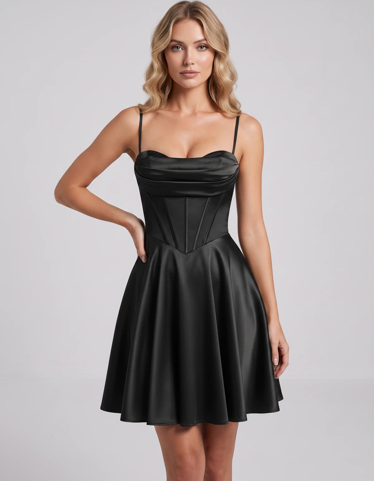 Ambrosia Mini Dress — Black | SKU: SD-73338-black-2,SD-73338-black-4,SD-73338-black-6,SD-73338-black-8,SD-73338-black-10,SD-73338-black-12,SD-73338-black-14,SD-73338-black-16,SD-73338-black-16W,SD-73338-black-18W,SD-73338-black-20W,SD-73338-black-22W