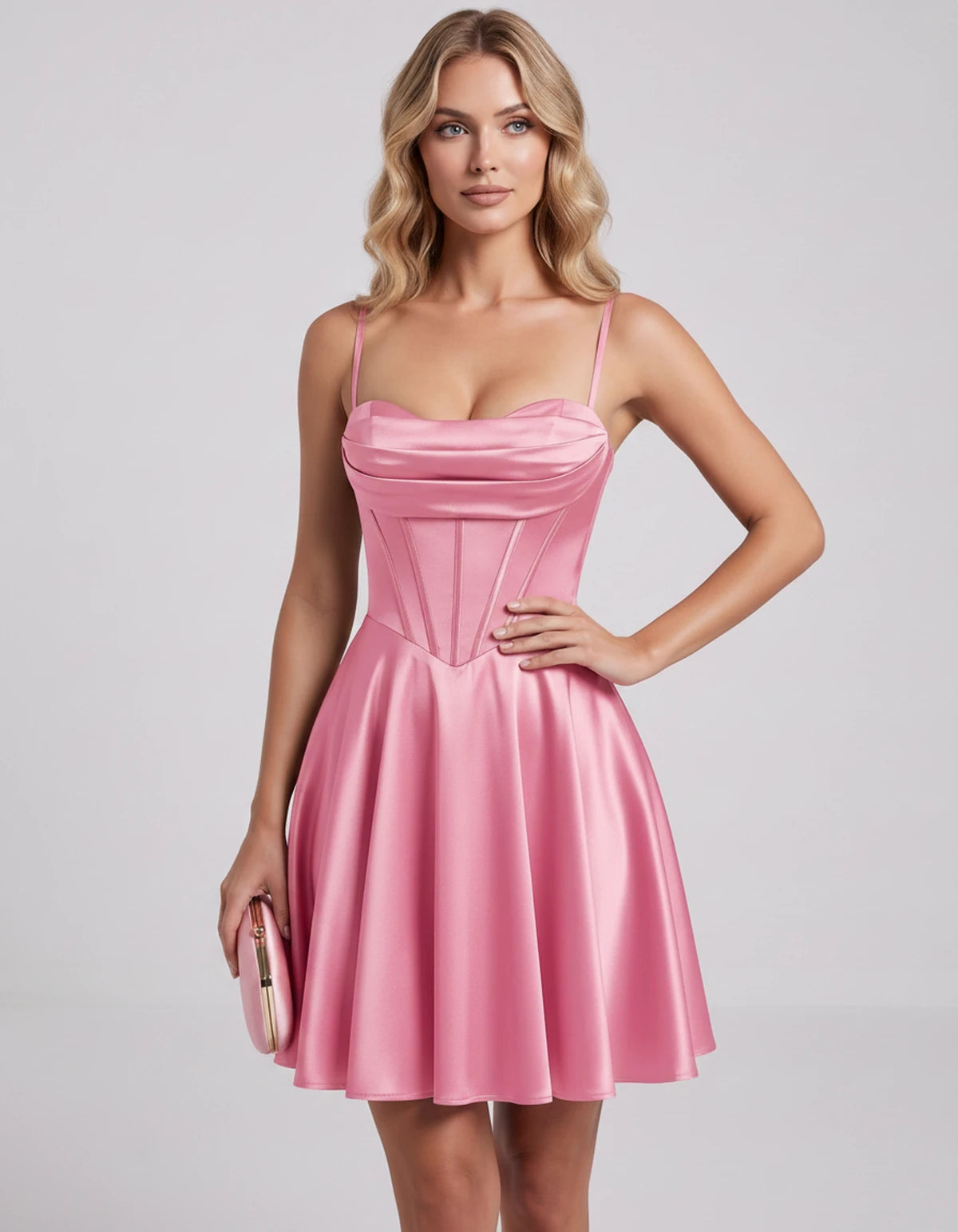Ambrosia Mini Dress — Pink | SKU: SD-73338-pink-2,SD-73338-pink-4,SD-73338-pink-6,SD-73338-pink-8,SD-73338-pink-10,SD-73338-pink-12,SD-73338-pink-14,SD-73338-pink-16,SD-73338-pink-16W,SD-73338-pink-18W,SD-73338-pink-20W,SD-73338-pink-22W
