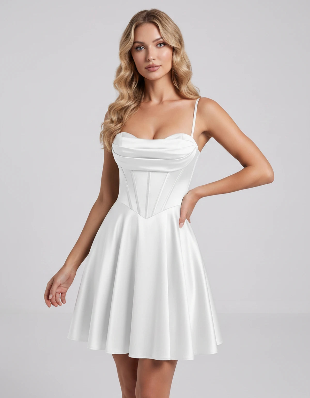 Ambrosia Mini Dress — White | SKU: SD-73338-white-2,SD-73338-white-4,SD-73338-white-6,SD-73338-white-8,SD-73338-white-10,SD-73338-white-12,SD-73338-white-14,SD-73338-white-16,SD-73338-white-16W,SD-73338-white-18W,SD-73338-white-20W,SD-73338-white-22W