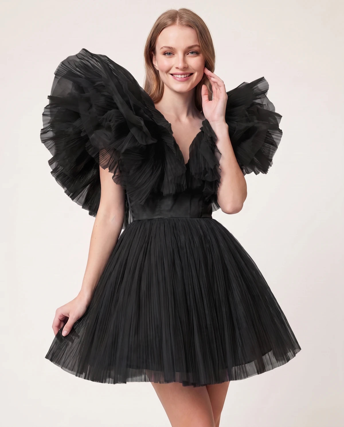 Amorelle Mini Dress — Black | SKU: SD-41404-black-XS,SD-41404-black-S,SD-41404-black-M,SD-41404-black-L,SD-41404-black-XL