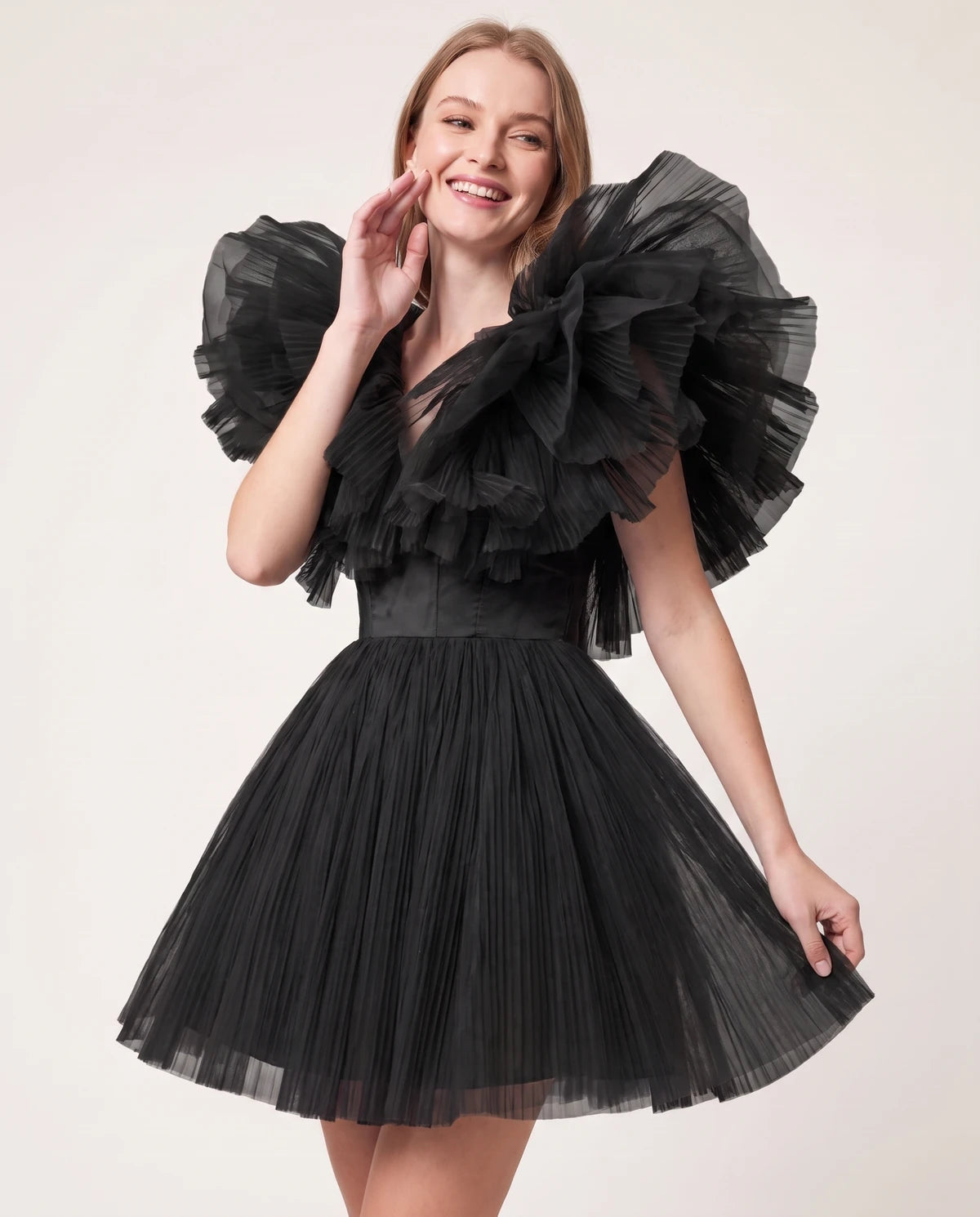 Amorelle Mini Dress — Black | SKU: SD-41404-black-XS,SD-41404-black-S,SD-41404-black-M,SD-41404-black-L,SD-41404-black-XL