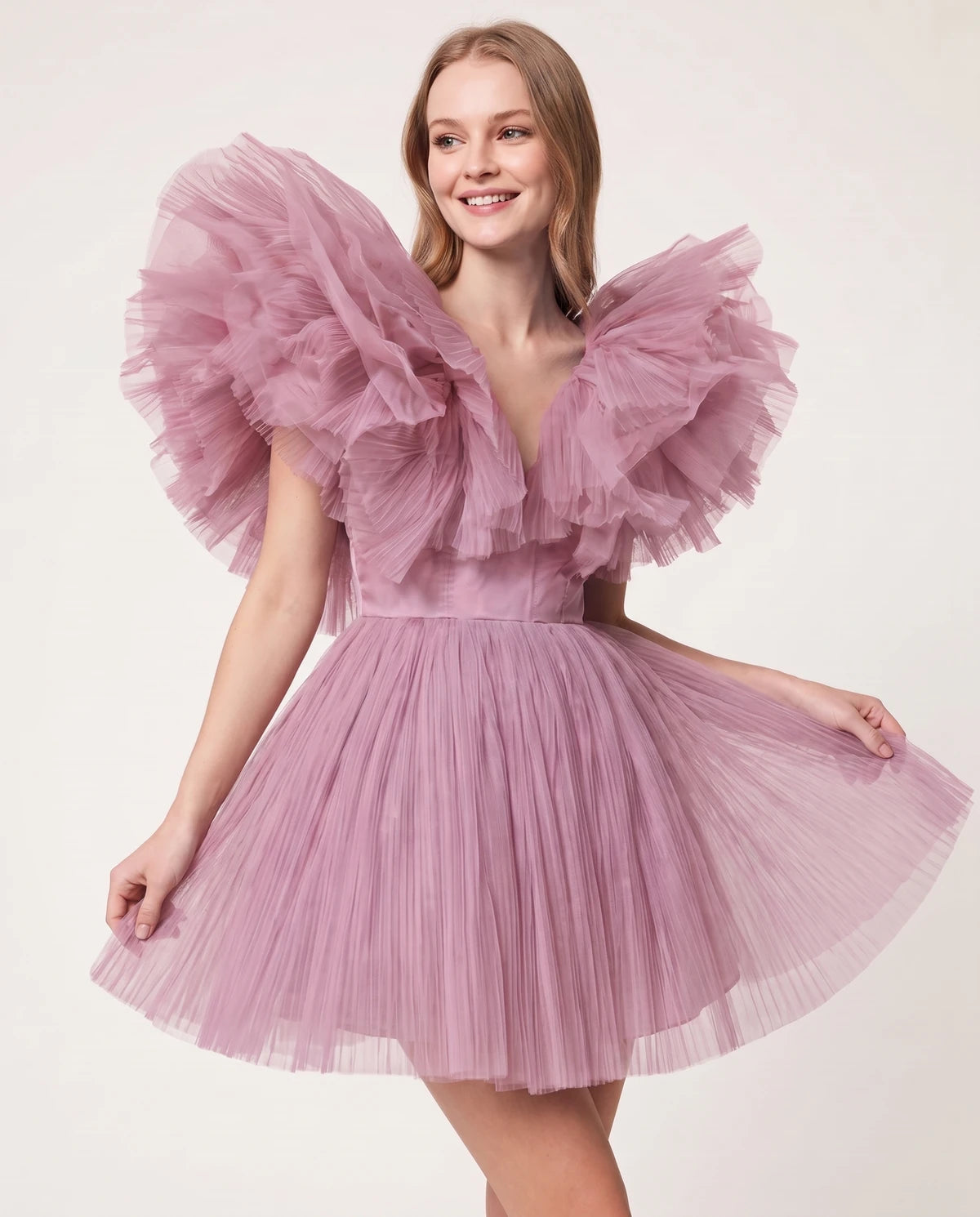 Amorelle Mini Dress — Dusty Pink
