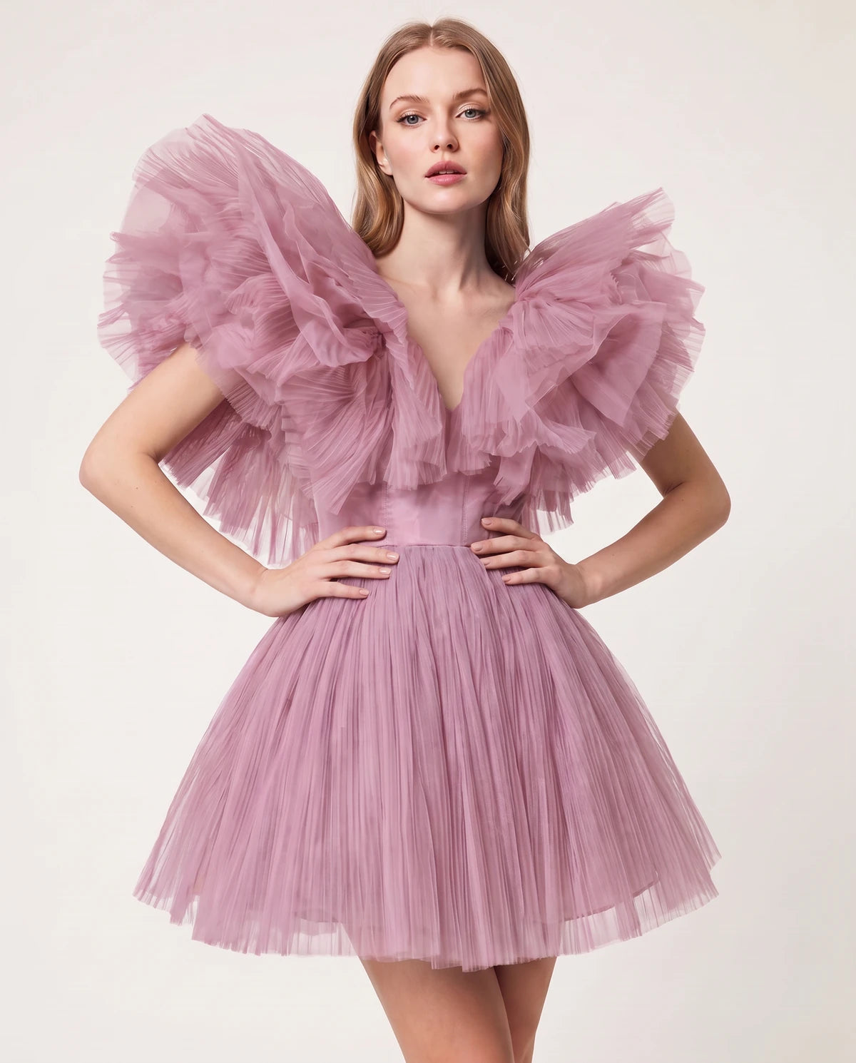 Amorelle Mini Dress — Dusty Pink | SKU: SD-41404-dustypink-XS,SD-41404-dustypink-S,SD-41404-dustypink-M,SD-41404-dustypink-L,SD-41404-dustypink-XL