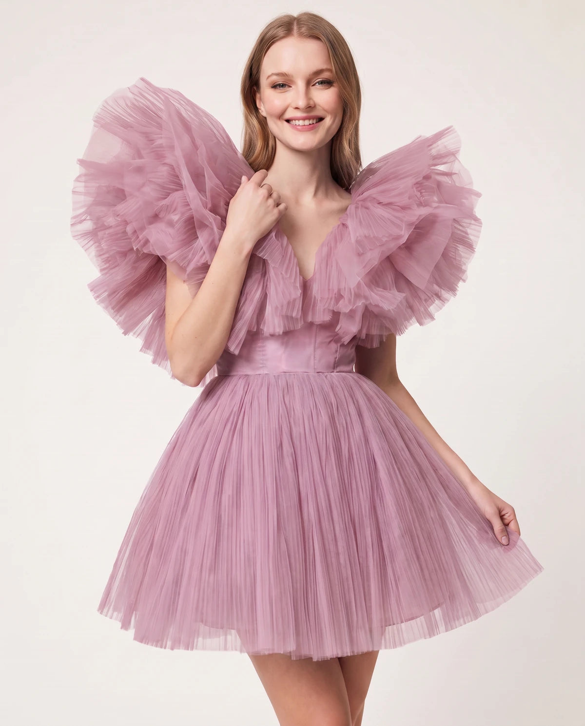 Amorelle Mini Dress — Dusty Pink | SKU: SD-41404-dustypink-XS,SD-41404-dustypink-S,SD-41404-dustypink-M,SD-41404-dustypink-L,SD-41404-dustypink-XL