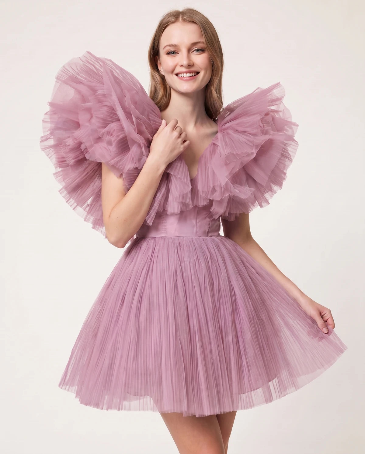 Amorelle Mini Dress — Dusty Pink | SKU: SD-41404-dustypink-XS,SD-41404-dustypink-S,SD-41404-dustypink-M,SD-41404-dustypink-L,SD-41404-dustypink-XL