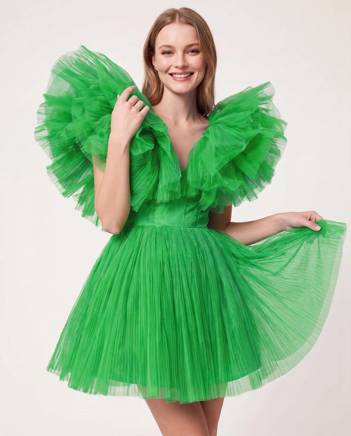 Amorelle Mini Dress — Grass | SKU: SD-41404-grass-XS,SD-41404-grass-S,SD-41404-grass-M,SD-41404-grass-L,SD-41404-grass-XL