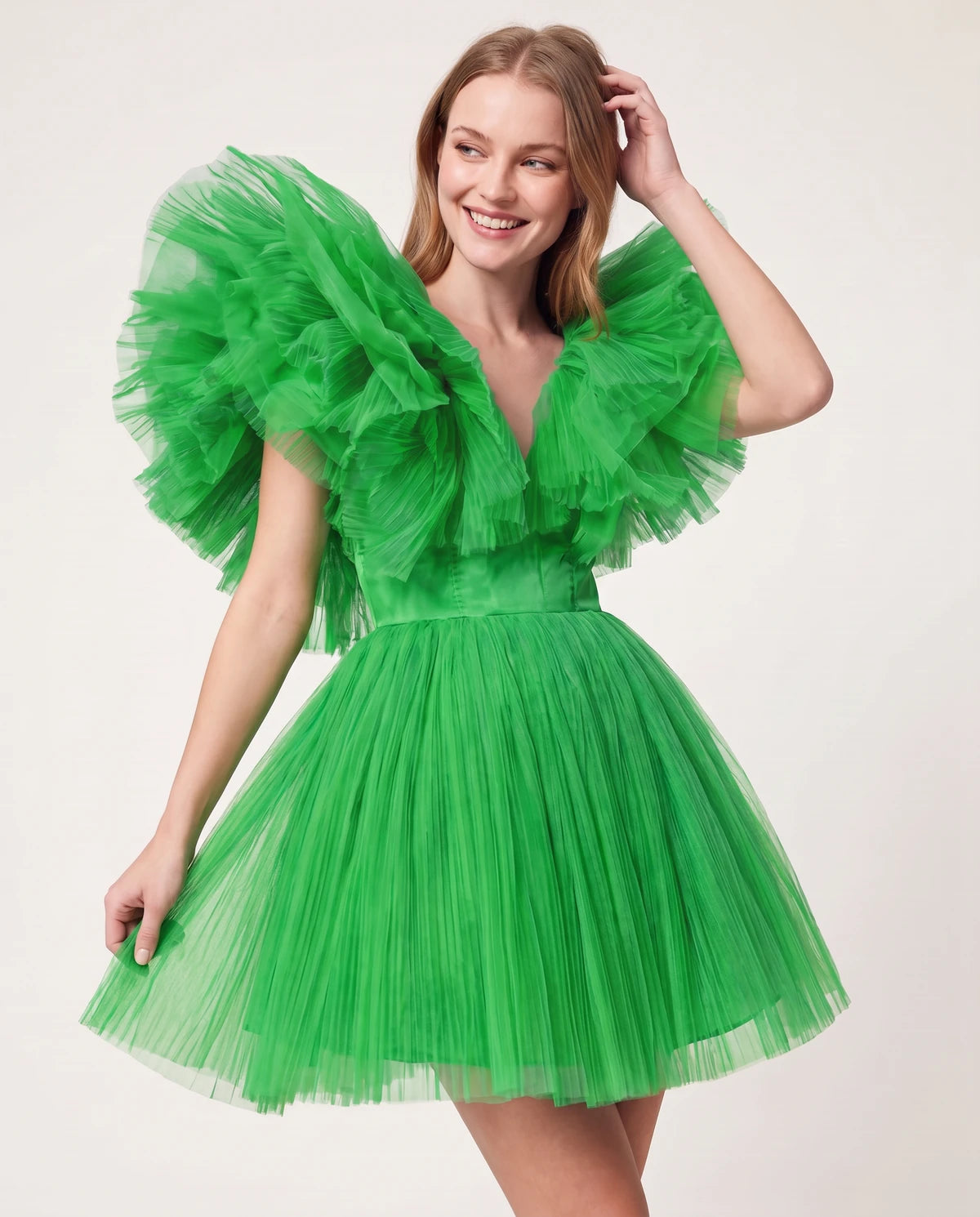 Amorelle Mini Dress — Grass | SKU: SD-41404-grass-XS,SD-41404-grass-S,SD-41404-grass-M,SD-41404-grass-L,SD-41404-grass-XL