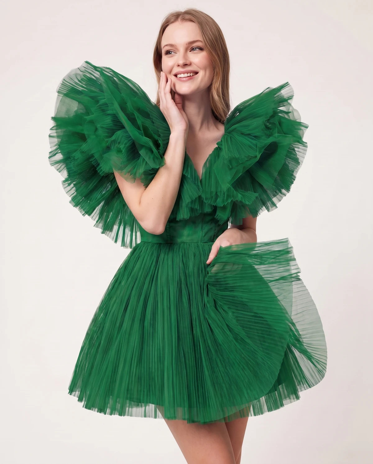Amorelle Mini Dress — Green | SKU: SD-41404-green-XS,SD-41404-green-S,SD-41404-green-M,SD-41404-green-L,SD-41404-green-XL