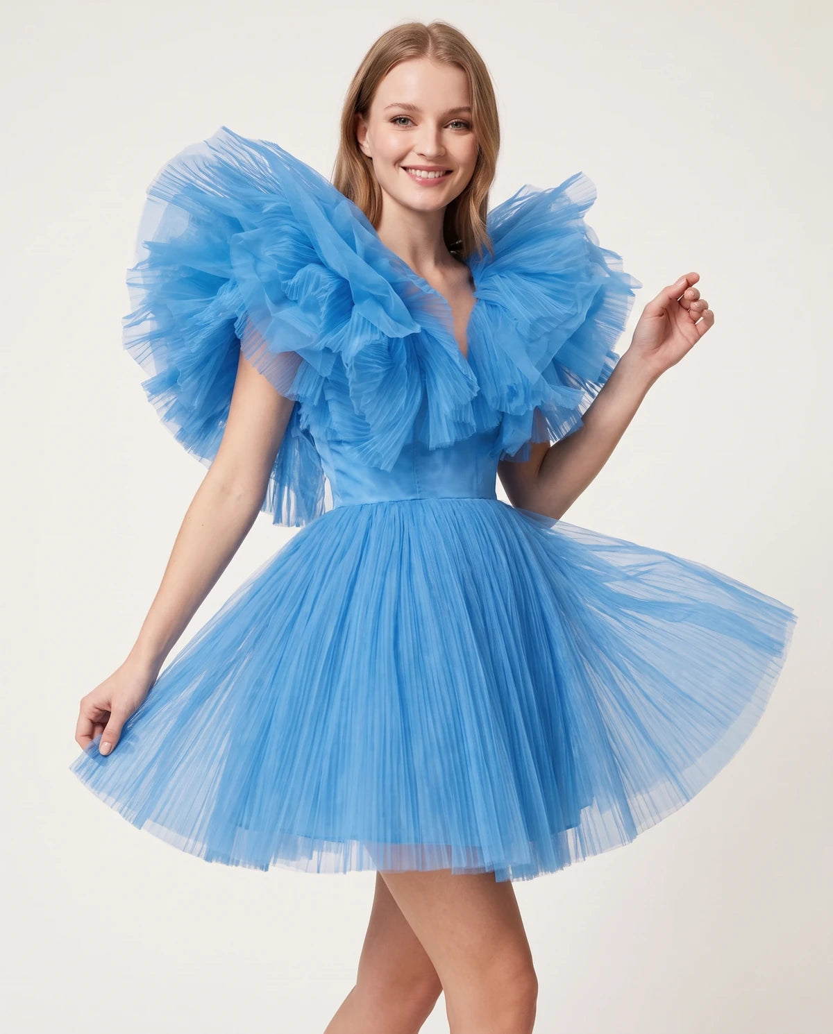 Amorelle Mini Dress — Lake | SKU: SD-41404-lake-XS,SD-41404-lake-S,SD-41404-lake-M,SD-41404-lake-L,SD-41404-lake-XL
