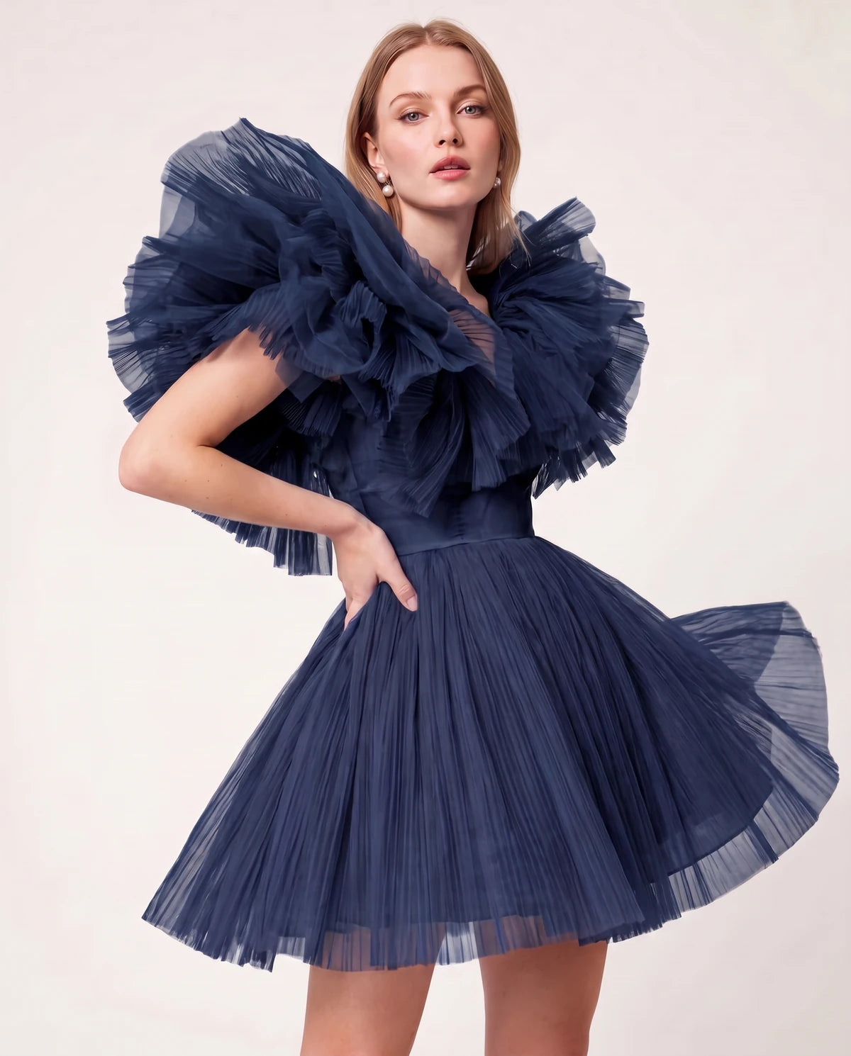 Amorelle Mini Dress — Navy | SKU: SD-41404-navy-XS,SD-41404-navy-S,SD-41404-navy-M,SD-41404-navy-L,SD-41404-navy-XL