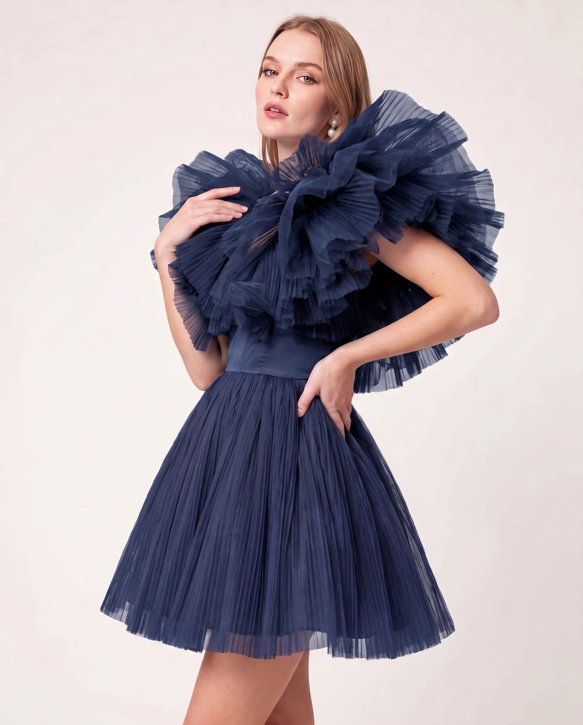 Amorelle Mini Dress — Navy | SKU: SD-41404-navy-XS,SD-41404-navy-S,SD-41404-navy-M,SD-41404-navy-L,SD-41404-navy-XL