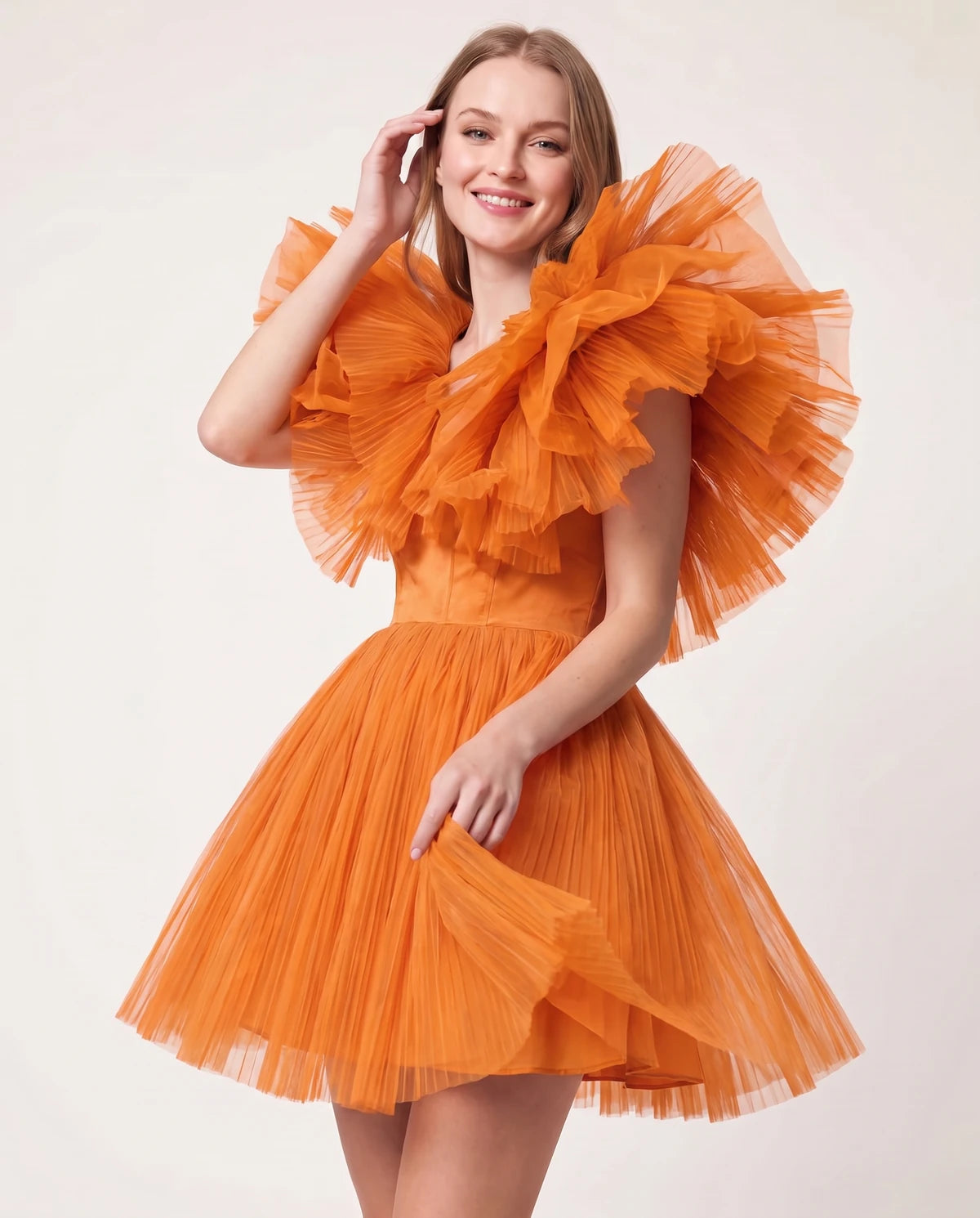 Amorelle Mini Dress — Orange | SKU: SD-41404-orange-XS,SD-41404-orange-S,SD-41404-orange-M,SD-41404-orange-L,SD-41404-orange-XL