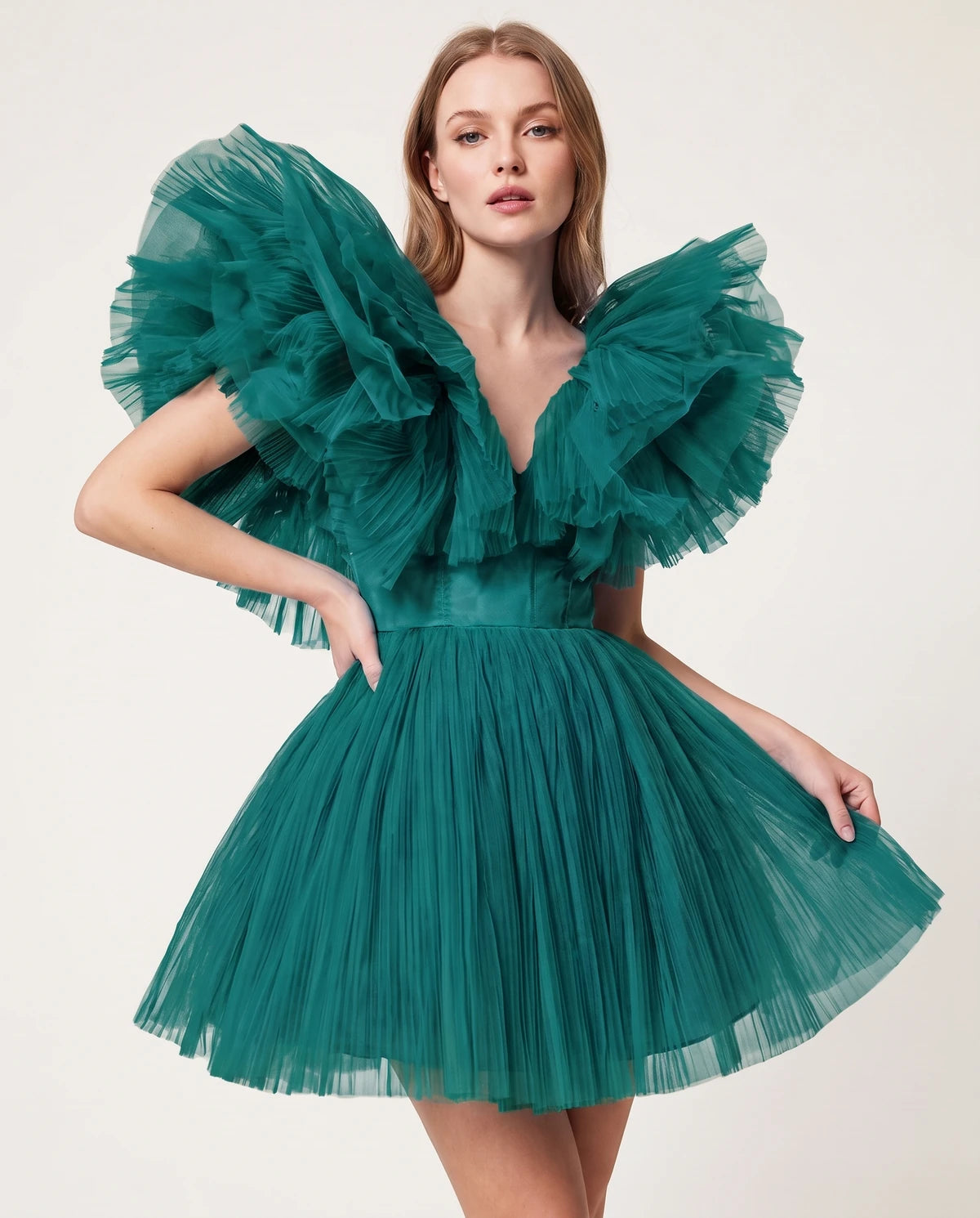 Amorelle Mini Dress — Peacock | SKU: SD-41404-peacock-XS,SD-41404-peacock-S,SD-41404-peacock-M,SD-41404-peacock-L,SD-41404-peacock-XL