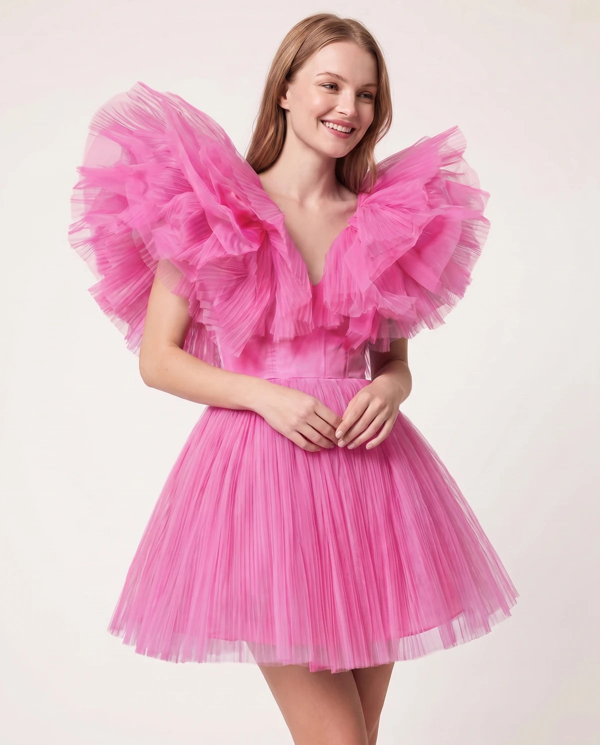Amorelle Mini Dress — Pink | SKU: SD-41404-pink-XS,SD-41404-pink-S,SD-41404-pink-M,SD-41404-pink-L,SD-41404-pink-XL