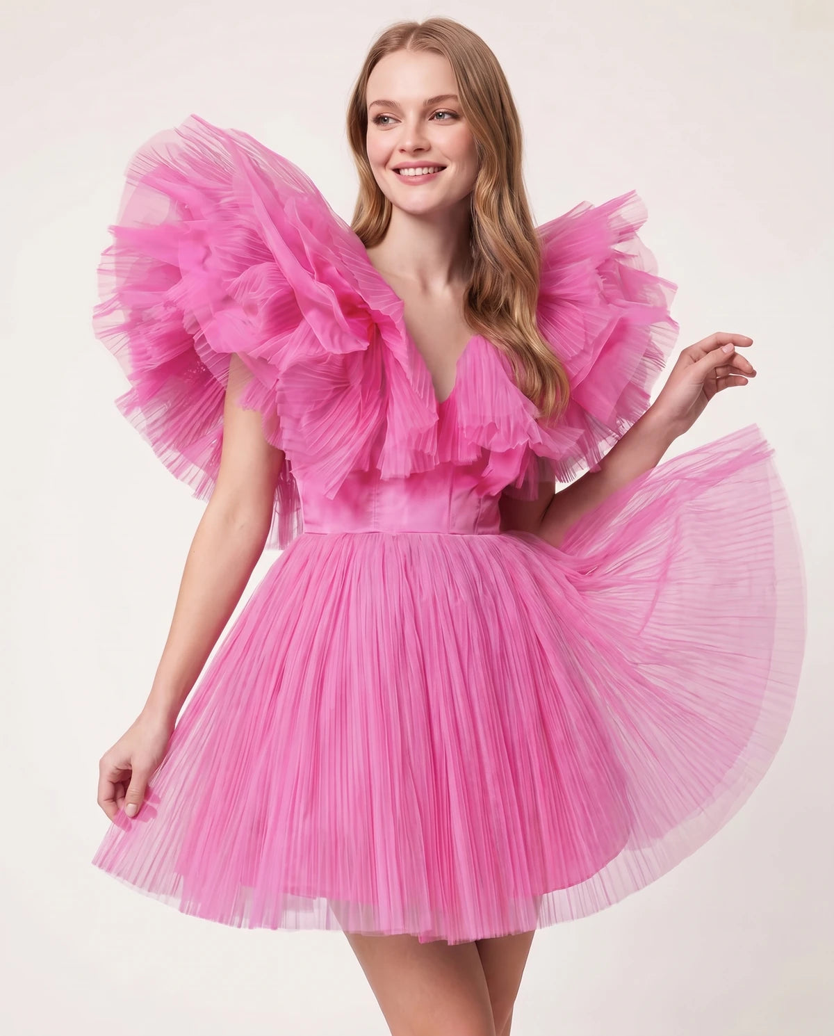 Amorelle Mini Dress — Pink | SKU: SD-41404-pink-XS,SD-41404-pink-S,SD-41404-pink-M,SD-41404-pink-L,SD-41404-pink-XL