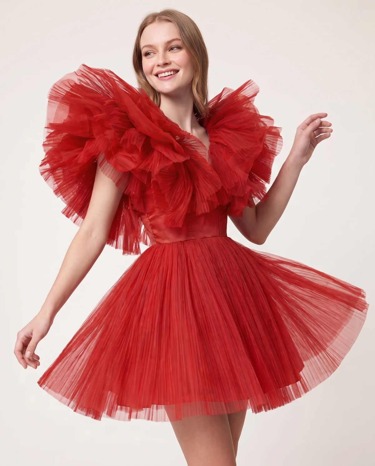 Amorelle Mini Dress — Red | SKU: SD-41404-red-XS,SD-41404-red-S,SD-41404-red-M,SD-41404-red-L,SD-41404-red-XL