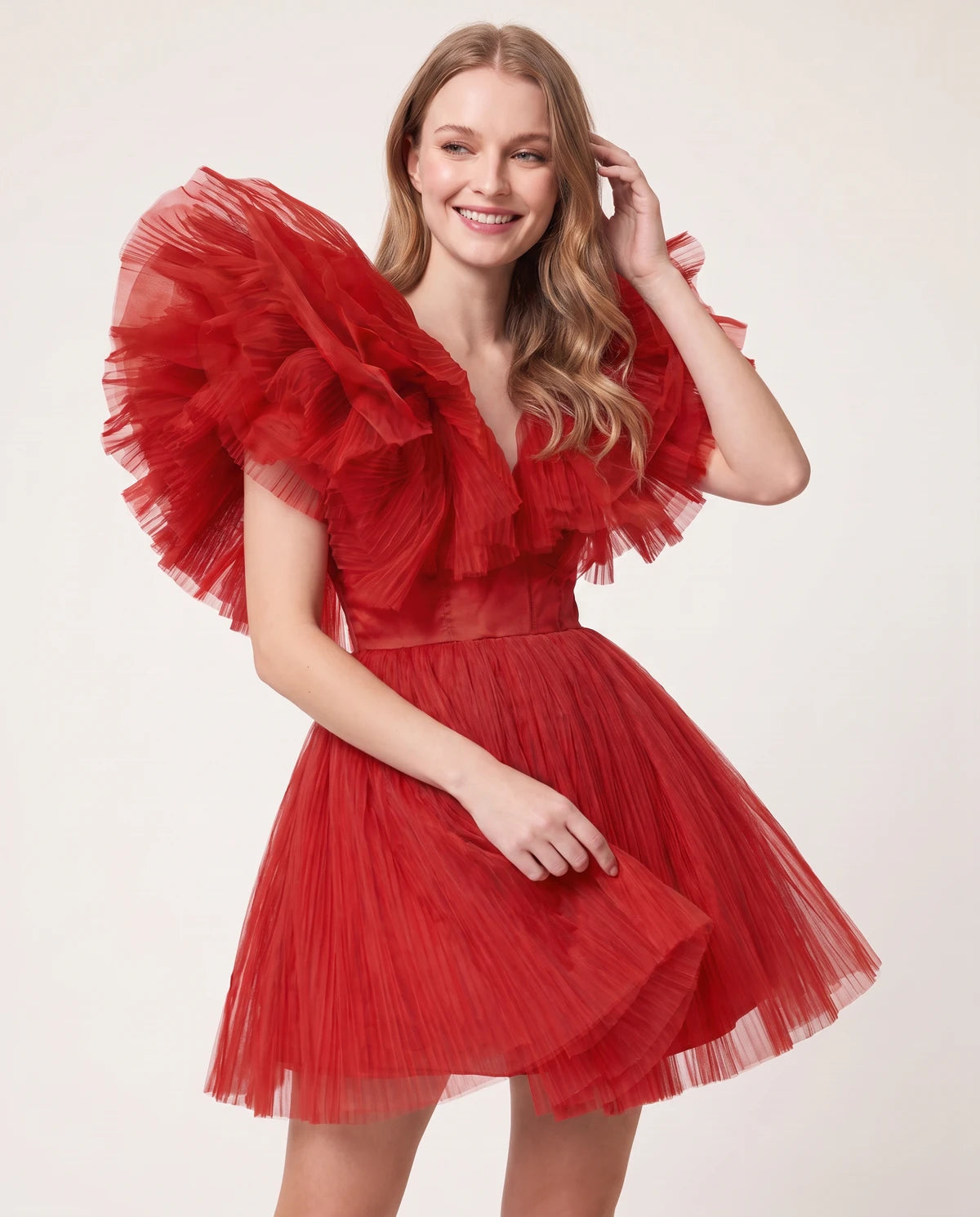 Amorelle Mini Dress — Red | SKU: SD-41404-red-XS,SD-41404-red-S,SD-41404-red-M,SD-41404-red-L,SD-41404-red-XL