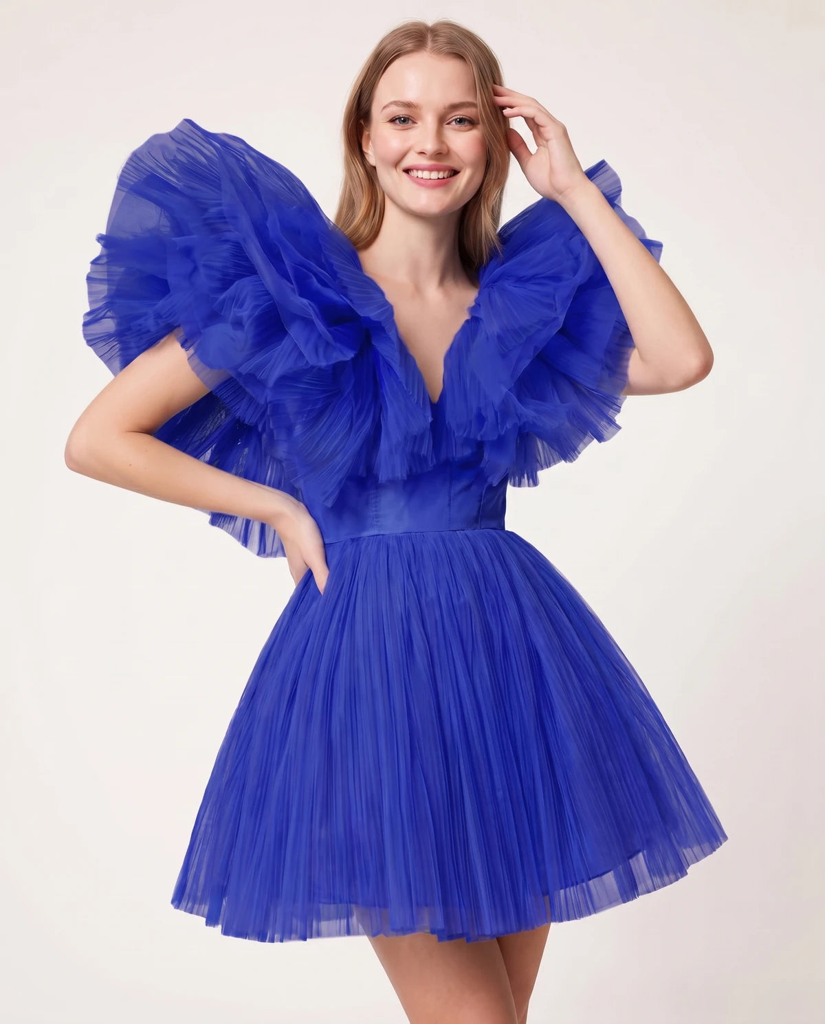 Amorelle Mini Dress — Royal Blue | SKU: SD-41404-royalblue-XS,SD-41404-royalblue-S,SD-41404-royalblue-M,SD-41404-royalblue-L,SD-41404-royalblue-XL