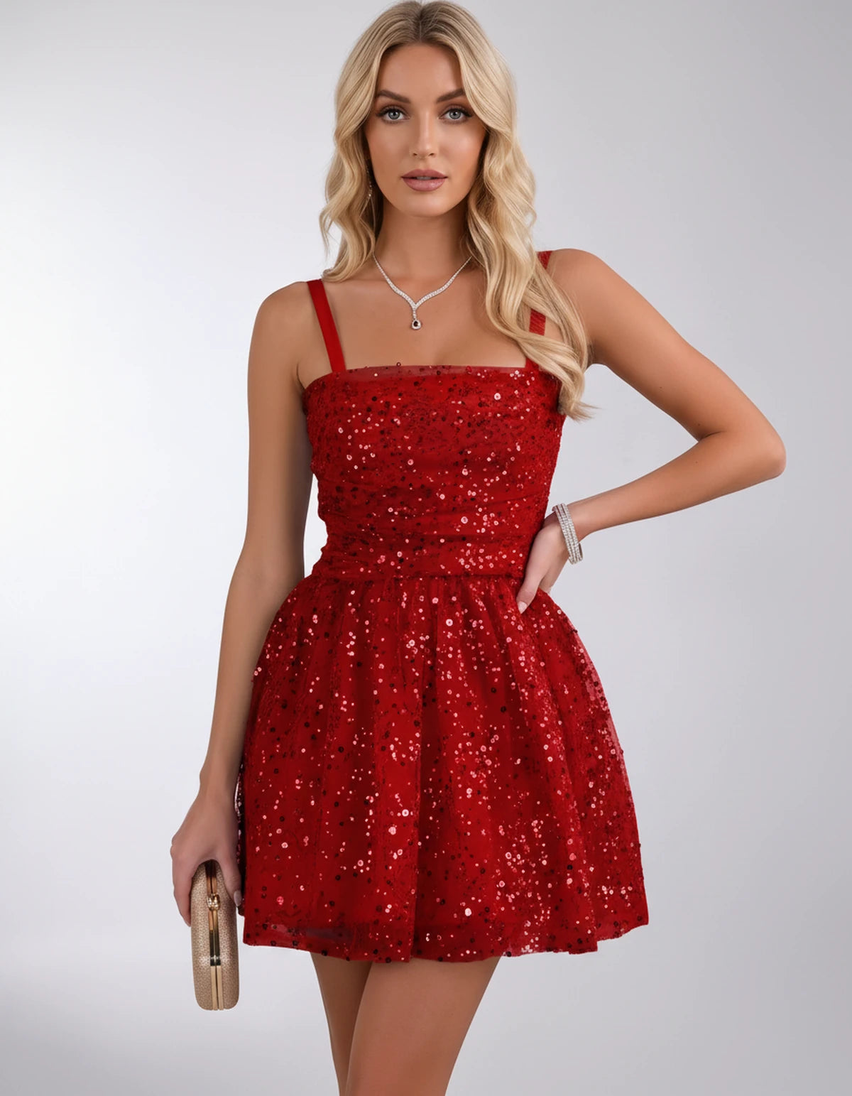 Angelique Mini Dress — Red | SKU: SD-29663-red-2,SD-29663-red-4,SD-29663-red-6,SD-29663-red-8,SD-29663-red-10,SD-29663-red-12,SD-29663-red-14,SD-29663-red-16,SD-29663-red-16W,SD-29663-red-18W,SD-29663-red-20W,SD-29663-red-22W