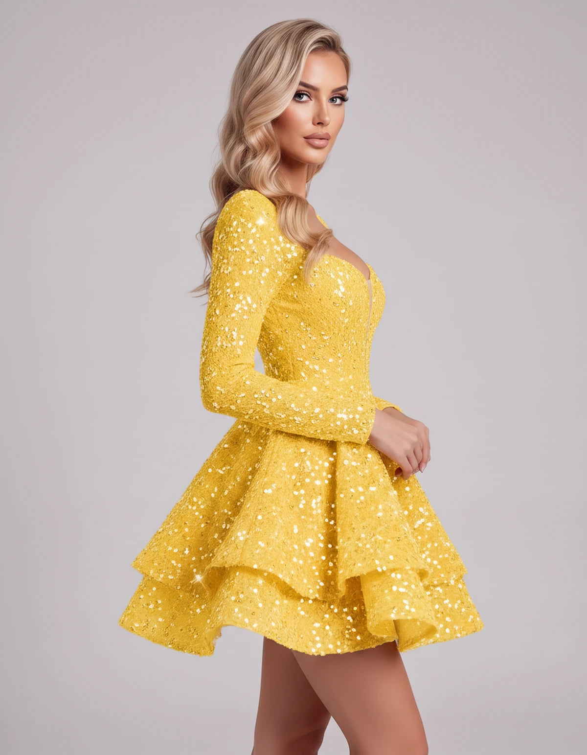 Annalise Mini Dress — Yellow | SKU: SD-60264-yellow-2,SD-60264-yellow-4,SD-60264-yellow-6,SD-60264-yellow-8,SD-60264-yellow-10,SD-60264-yellow-12,SD-60264-yellow-14,SD-60264-yellow-16,SD-60264-yellow-16W,SD-60264-yellow-18W,SD-60264-yellow-20W,SD-60264-yellow-22W